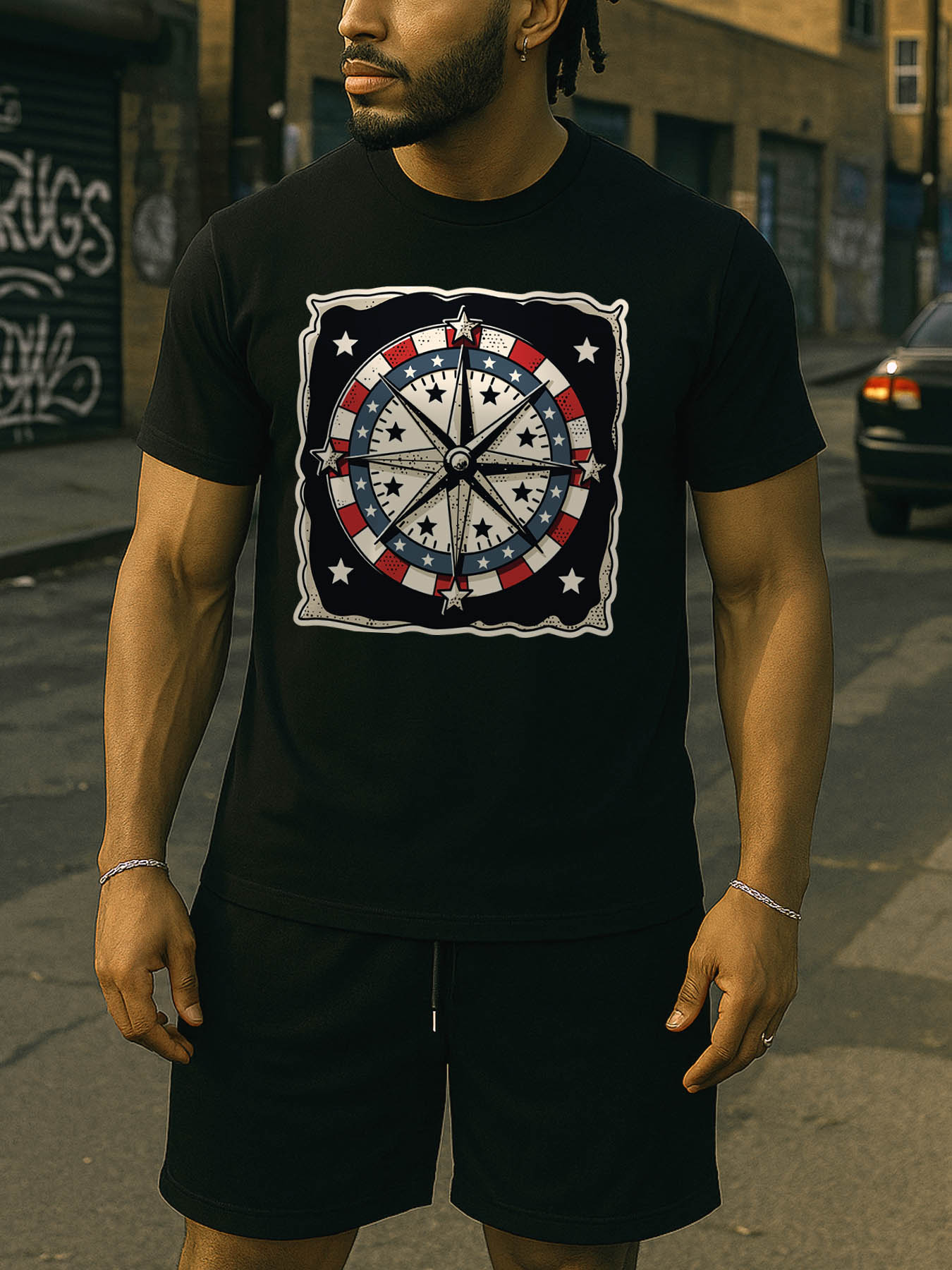 RTTMALL Caribbean Island Beach Casual Print 100% Cotton Graphic T-Shirt for Men with Skull Sea Turtle Summer Vacation Theme