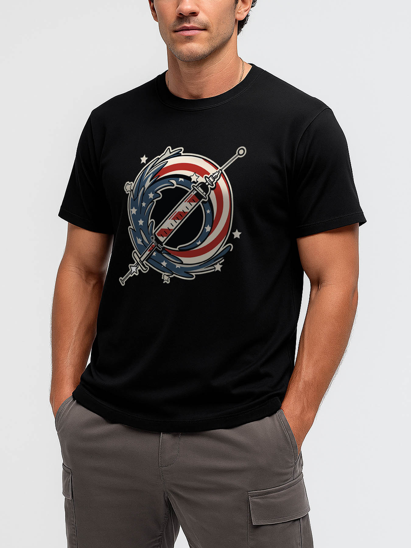 Caribbean RTTMALL Printed Cotton T-Shirt for Men, Island Beach Summer Casual Tee with American Spirit & Swan Graphic