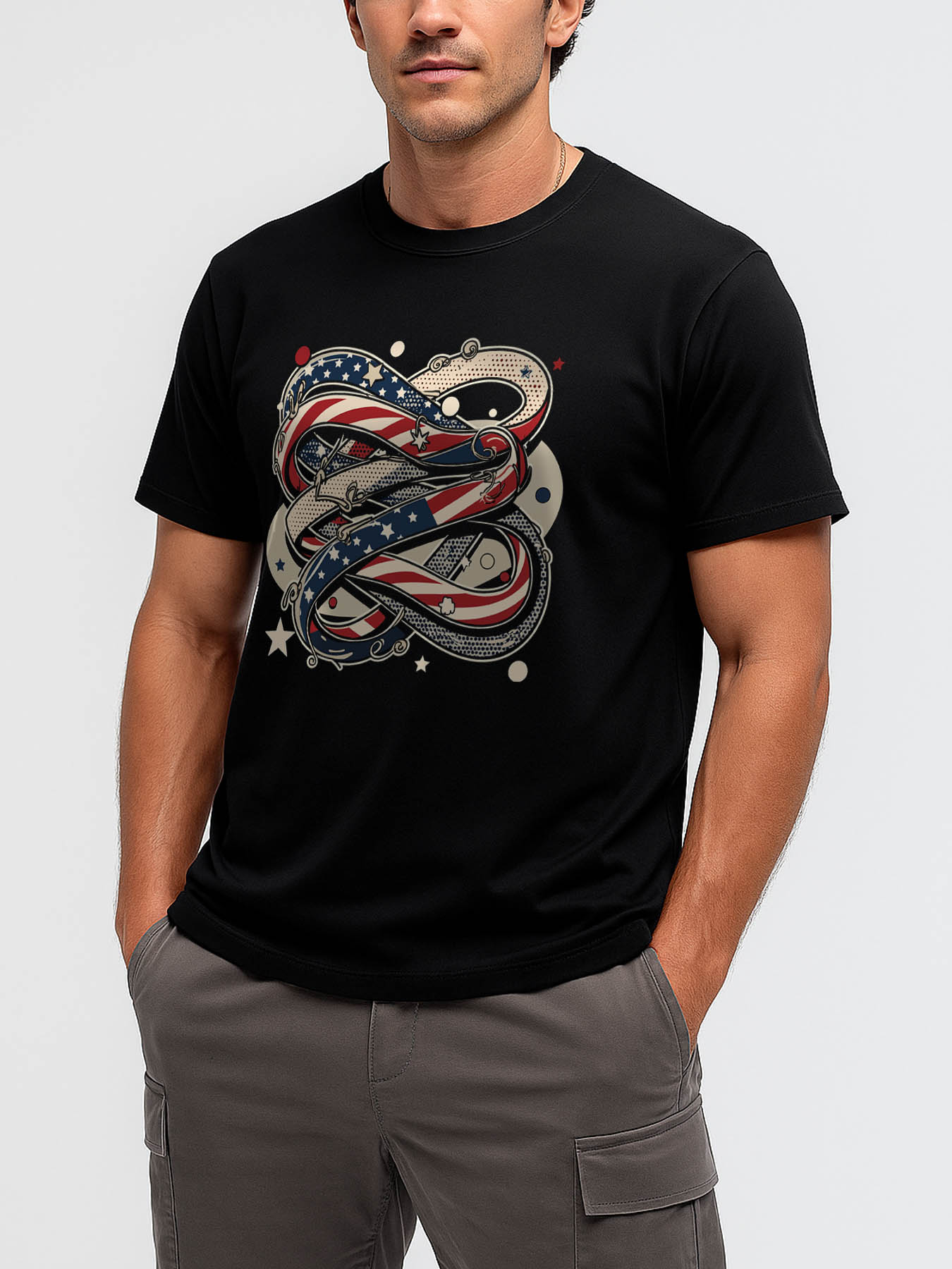 Men's 100% Cotton RTTMALL Printed T-Shirt, Caribbean Island Beach Summer Casual Tee with American Flag & Cross Faith Graphic