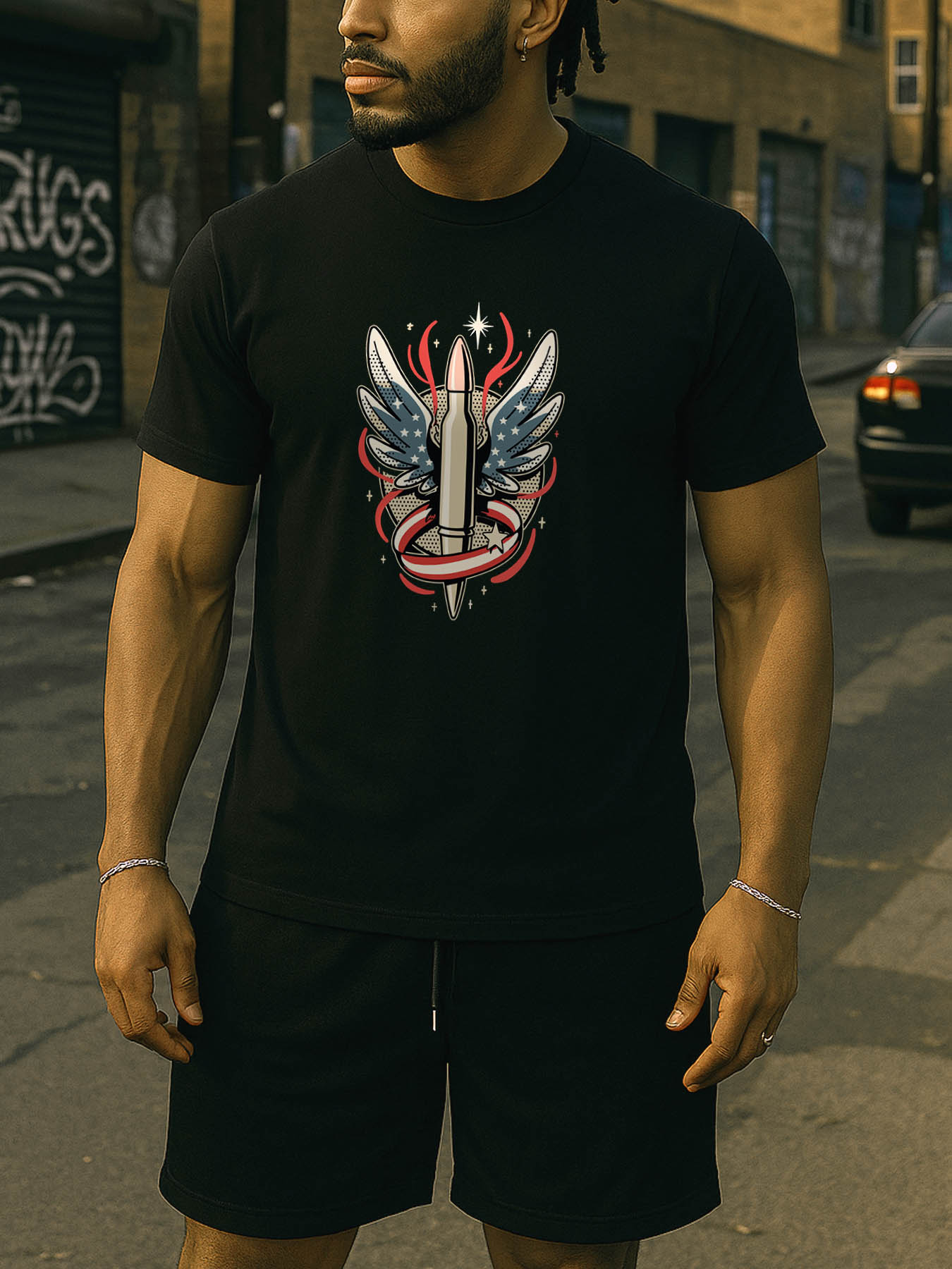 Caribbean RTTMALL Beach Printed Cotton T-Shirts for Men, Island Vibes Summer Casual Tees with Volcano Landscape Prints