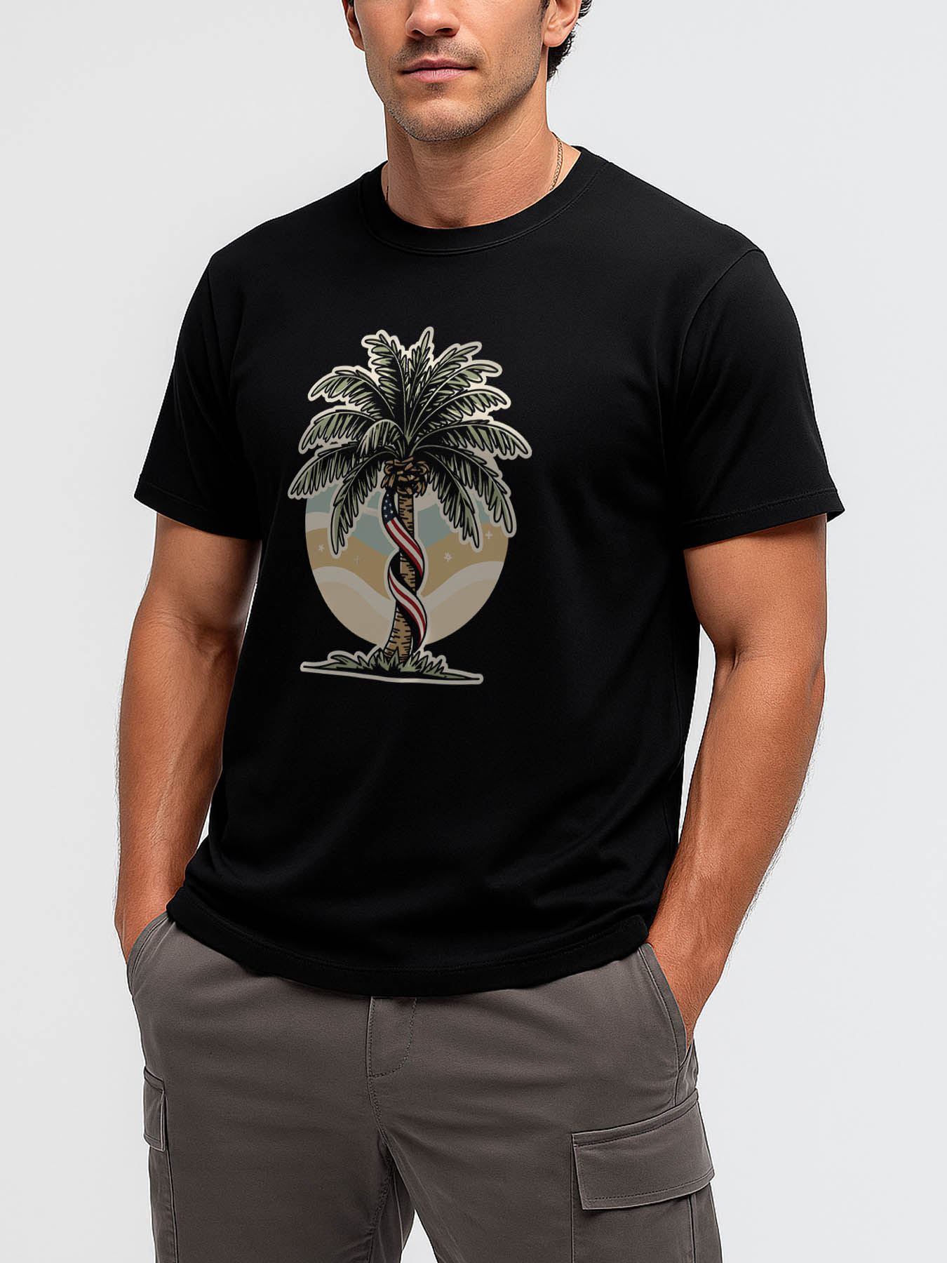 RTTMALL Caribbean Island Beach Casual Printed 100% Cotton Summer T-Shirt for Men