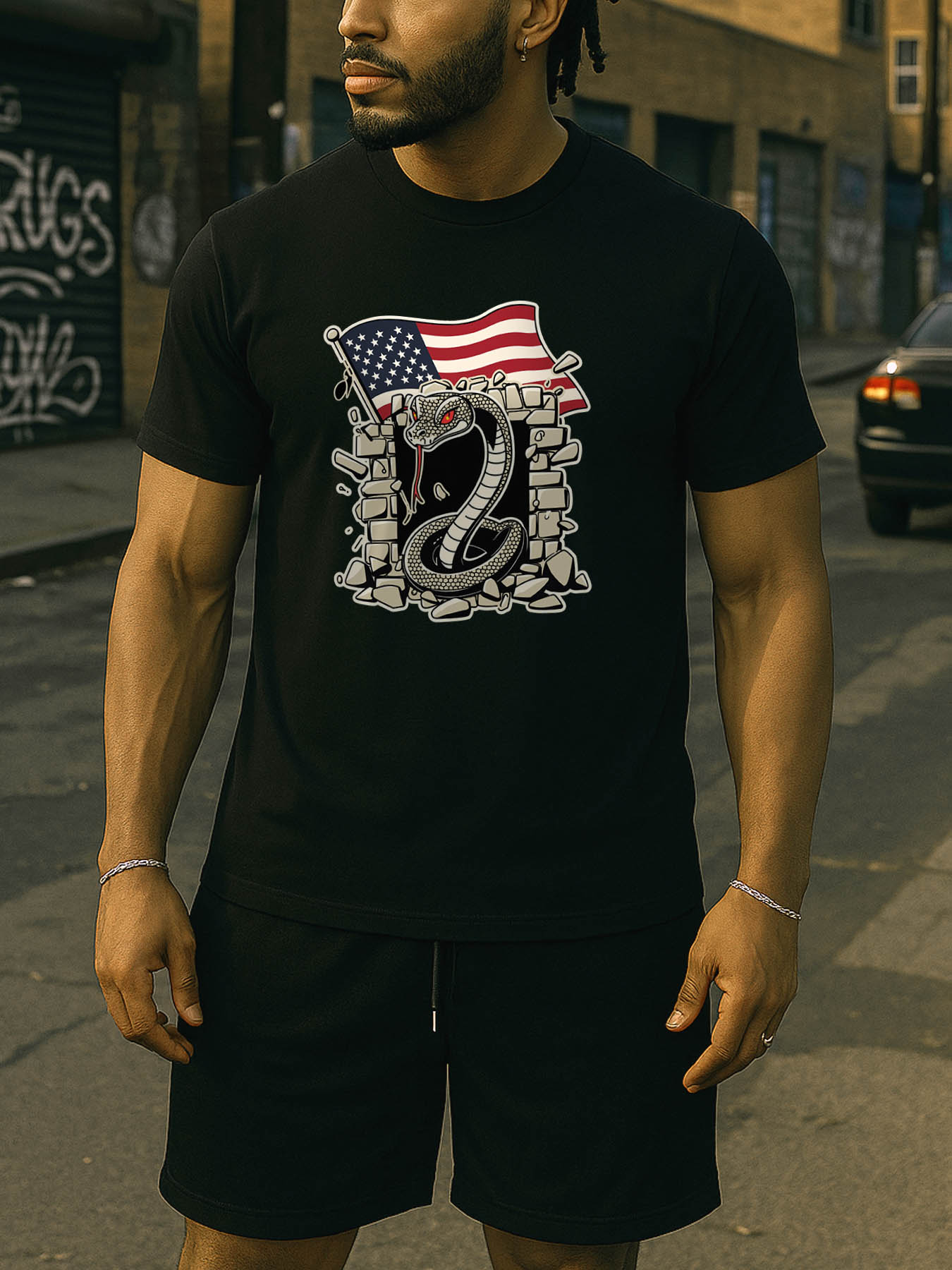 Caribbean RTTMALL Skull Print Cotton T-Shirt for Men with Beach Island Vacation Style