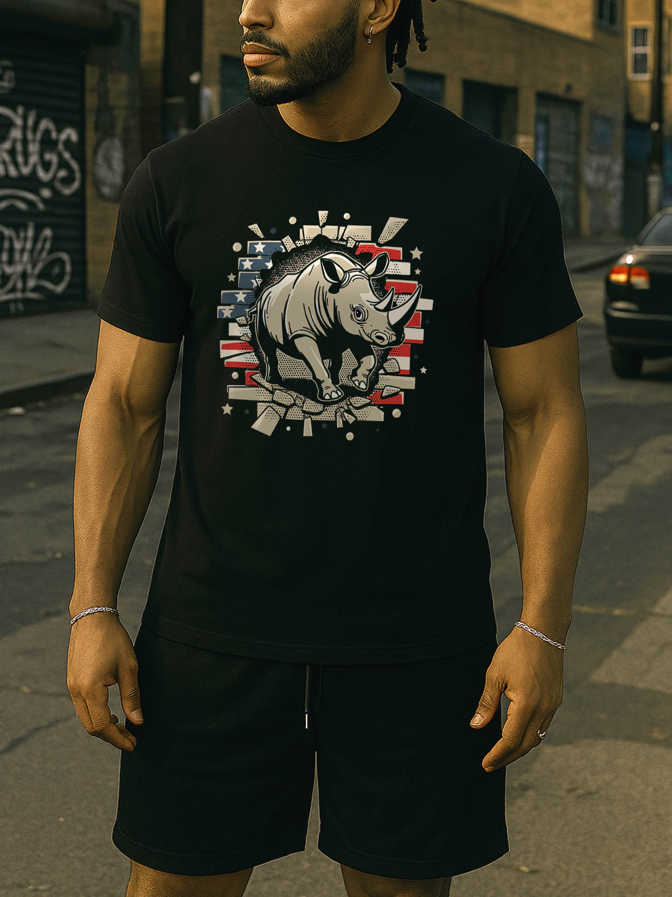 Men's RTTMALL Skull Chain Print 100% Cotton T-Shirt, Caribbean Island Beach Casual Summer Tee