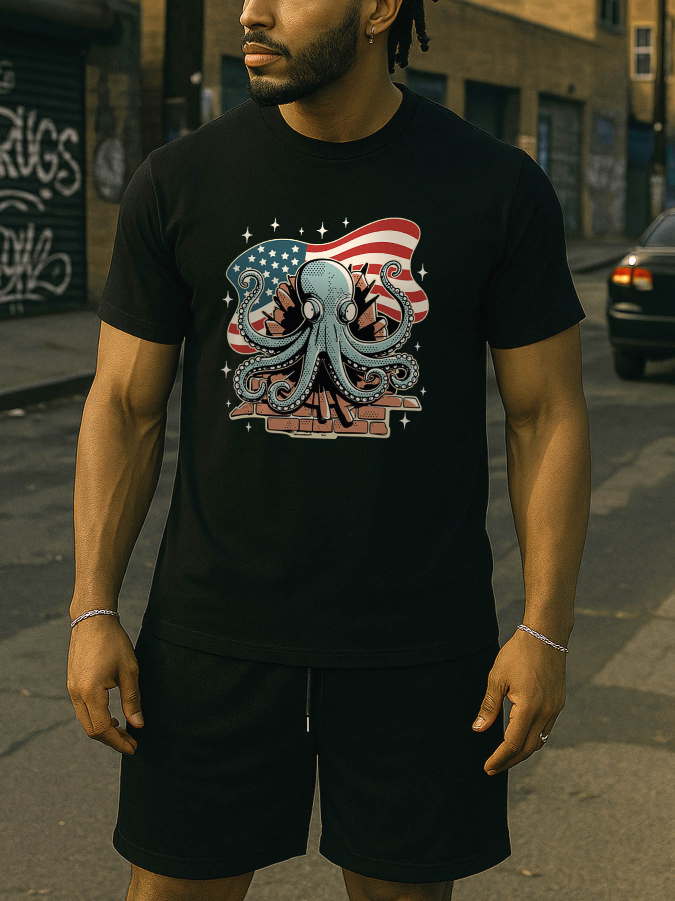 RTTMALL Caribbean Island Beach Printed Casual Cotton T-Shirt for Men