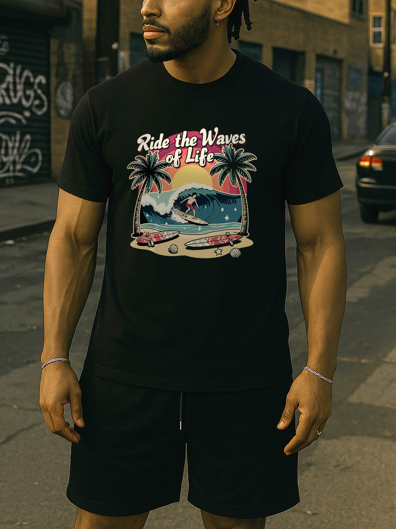Men's 100% Cotton Quick-Dry RTTMALL T-Shirts, Breathable Printed Beach Tees for Caribbean Island Beach Summer Surf Gym Workout