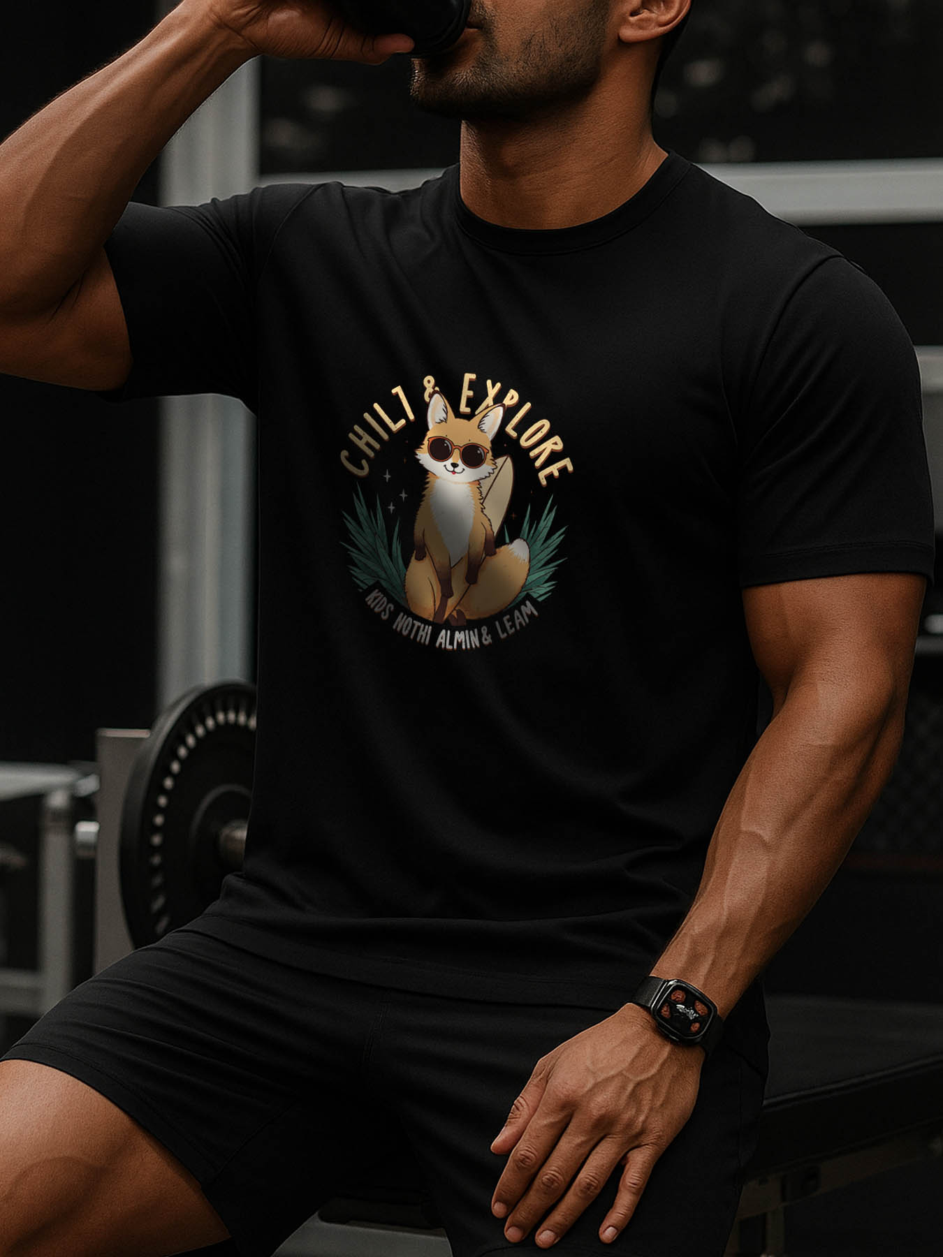 Navy Blue Lion & Butterfly Print RTTMALL Caribbean Beach Casual Cotton T-Shirt for Men, Comfortable Breathable Machine Washable Summer Outdoor Tee