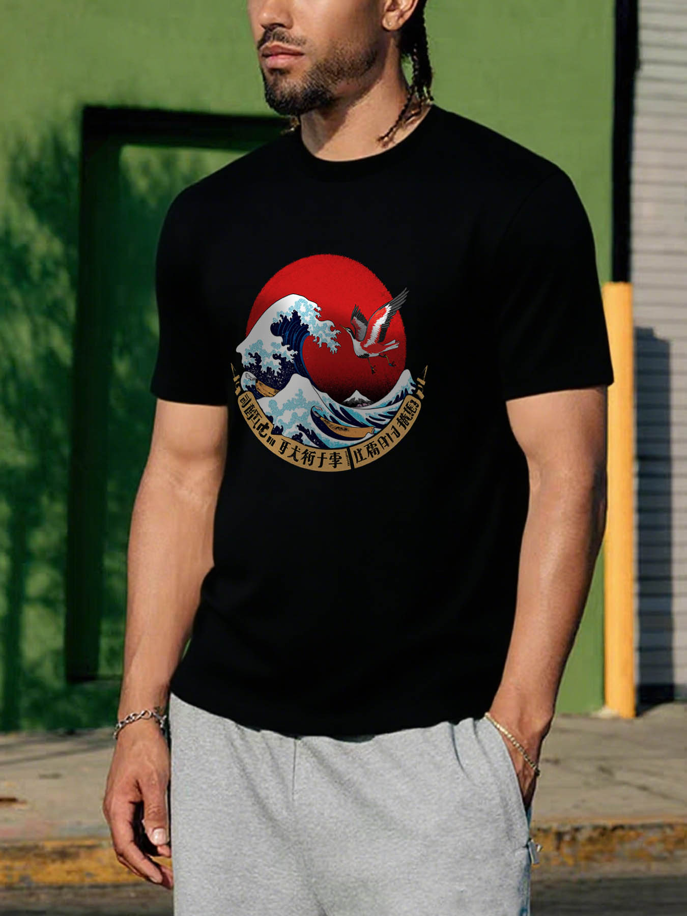 RTTMALL Men's Casual Guitars Printed 100% Cotton Tee Shirt, Lightweight Breathable Beachwear for Caribbean Island Summer Vacation Daily Wear & Home