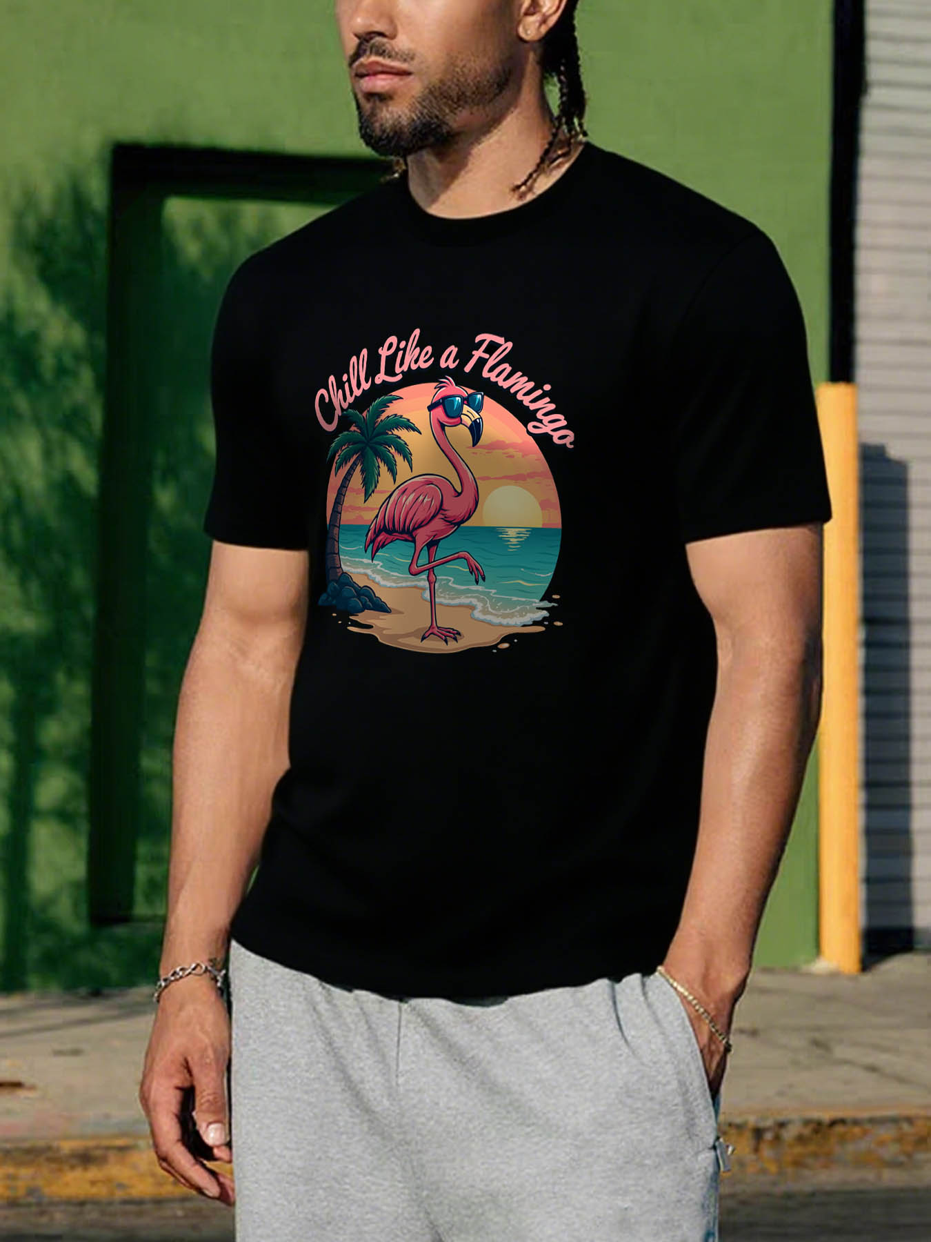 Men's 100% Cotton RTTMALL Printed T-Shirts, Caribbean Beach Island Summer Casual Graphic Tees