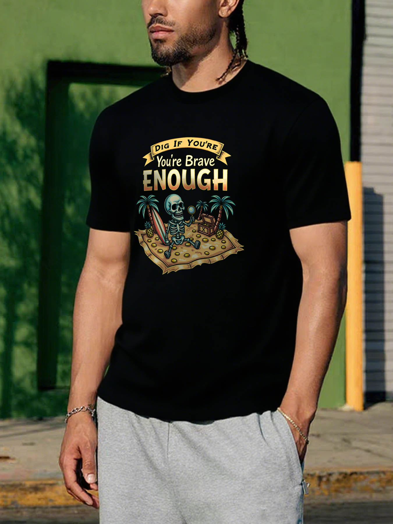 RTTMALL Caribbean Island Beach Casual Printed 100% Cotton Crewneck T-Shirt for Summer Vacation