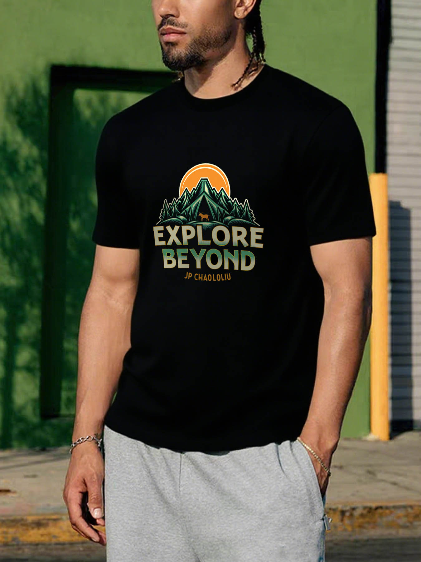 Men's RTTMALL Printed T-Shirts, 100% Cotton Casual Beach Tees with Caribbean Island Beach Prints, Machine Washable Comfortable Crewneck Shirts for Summer Vacation