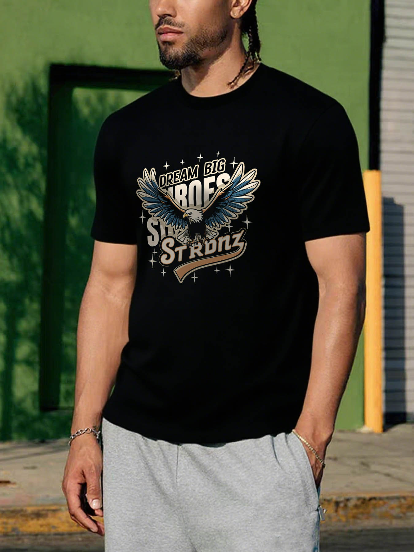 Men's 100% Cotton RTTMALL T-Shirt, Casual Loose Fit Breathable Crewneck Tees with Caribbean Beach Printed Designs, Machine Washable Summer Tops for Island Vacations