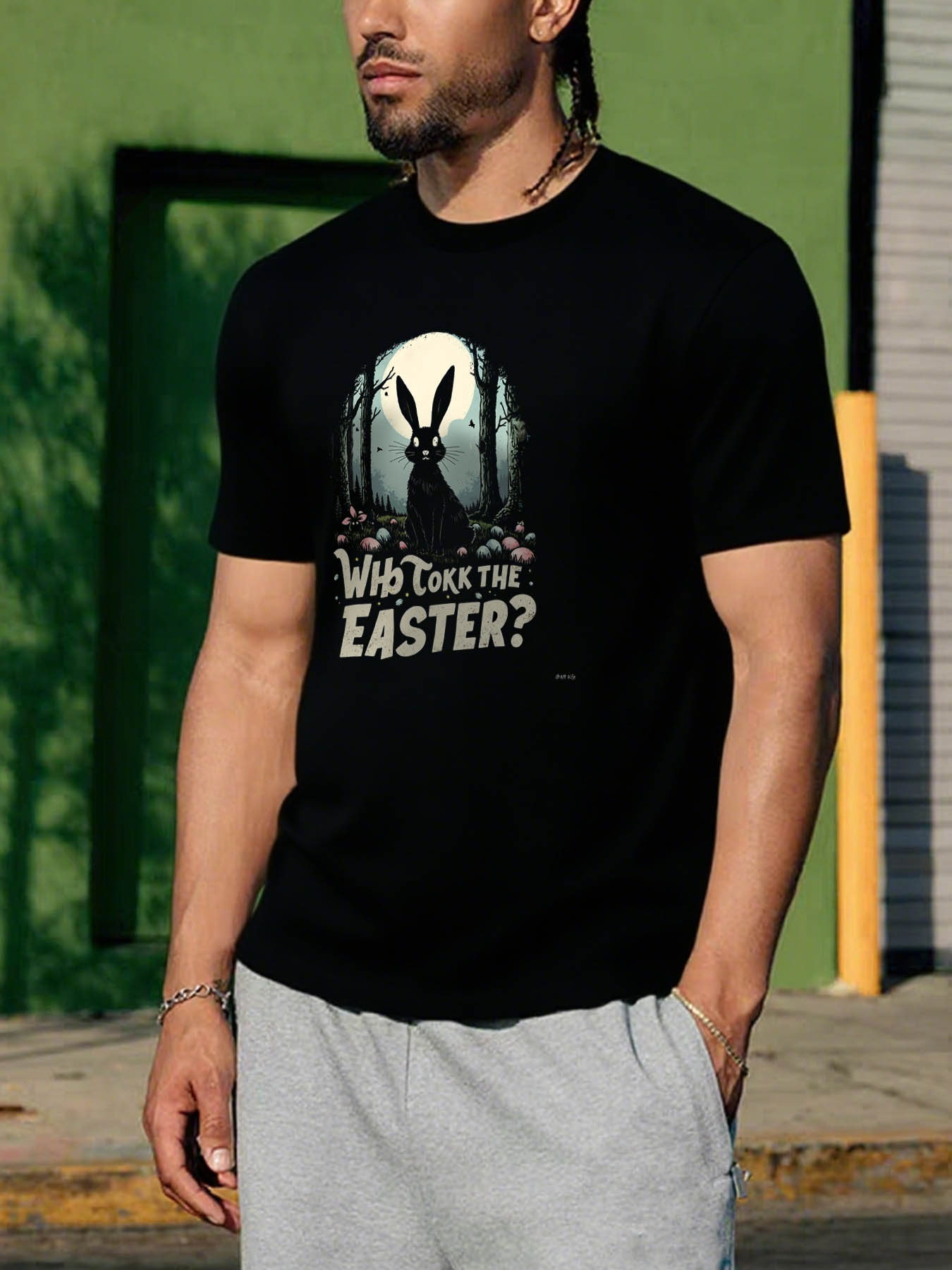 RTTMALL Caribbean Island Beach Casual Cotton Printed T-Shirts for Men with Stylish Beret Hat Graphic Tees