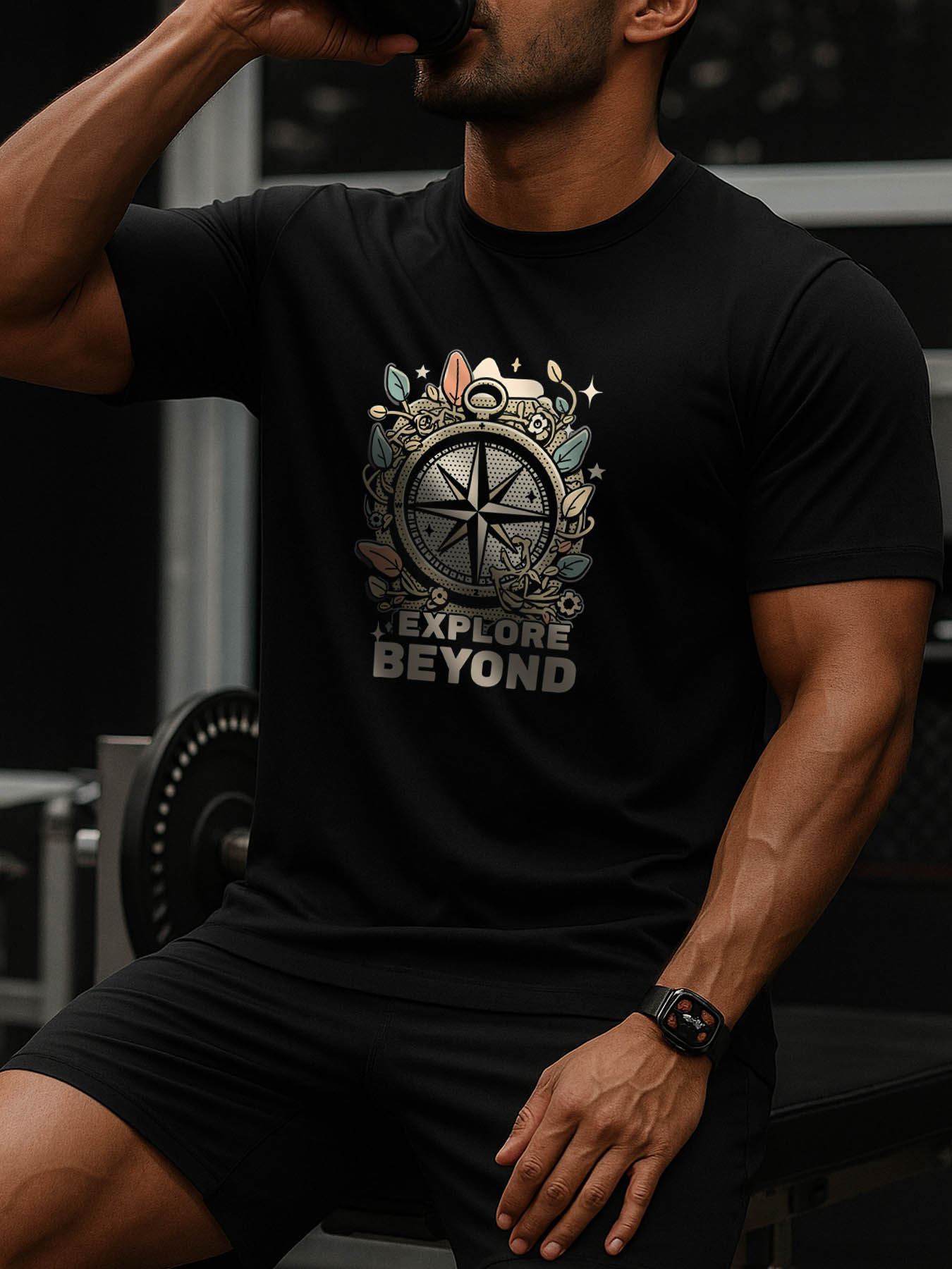 RTTMALL Caribbean Island Vacation Printed Cotton T-Shirts for Men, Breathable Machine Washable Casual Summer Beach Tees for Gym & Outdoor Sports