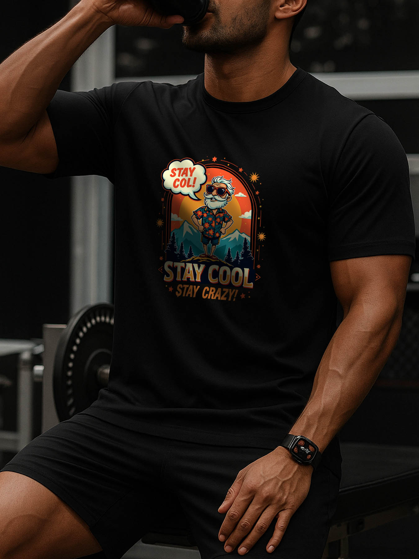 RTTMALL Caribbean Island Beach Men's Cotton Casual Printed T-Shirt, Wrinkle Resistant Machine Washable Summer Tee