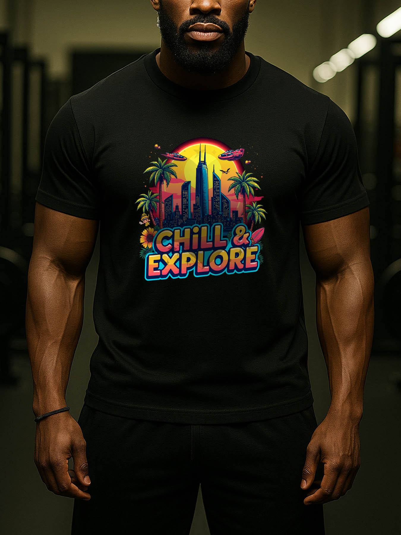 RTTMALL Caribbean Island Beach Casual Cotton Crewneck Printed T-Shirt for Men