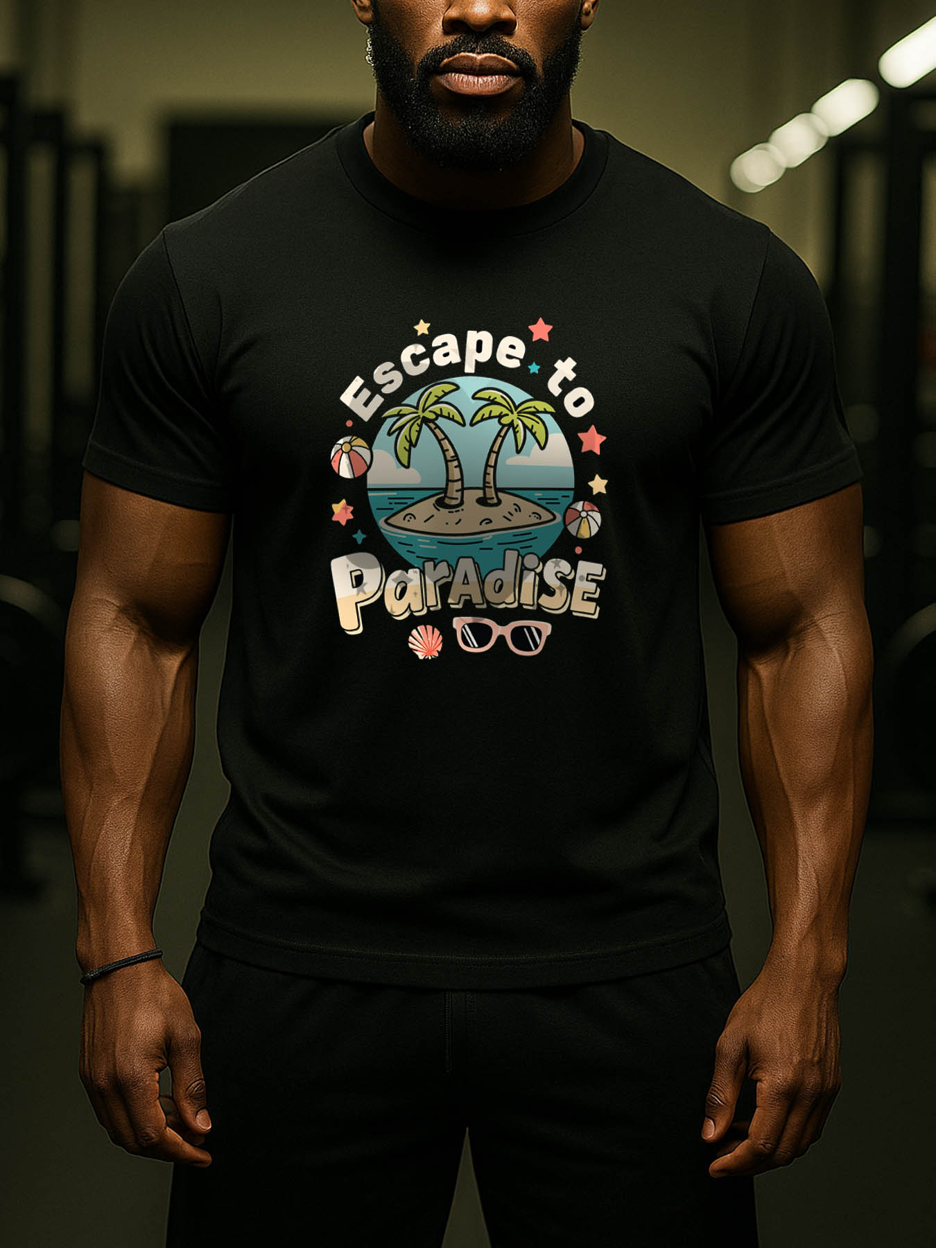 Men's 100% Cotton RTTMALL Printed T-Shirt, Breathable Machine Washable Casual Summer Beach Tee for Caribbean Island Getaways