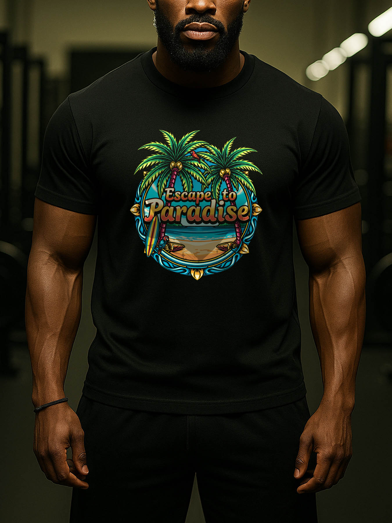 RTTMALL Caribbean Island Beach Printed Graphic T-Shirts for Men, Casual Breathable Quick Dry Summer Tees