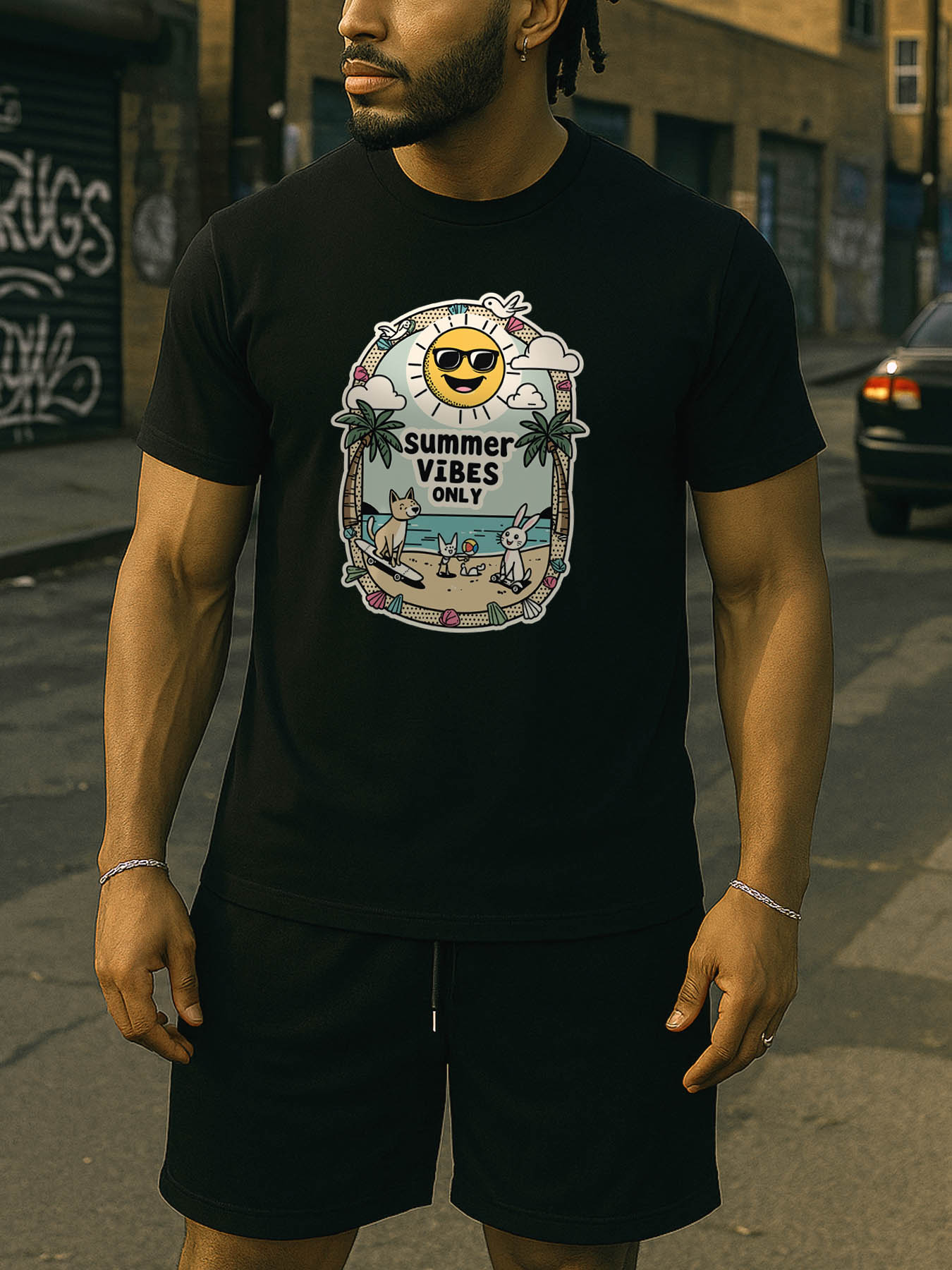 RTTMALL Caribbean Island Beach Printed Cotton T-Shirts for Men Casual Summer Soft Breathable Outdoor Tees