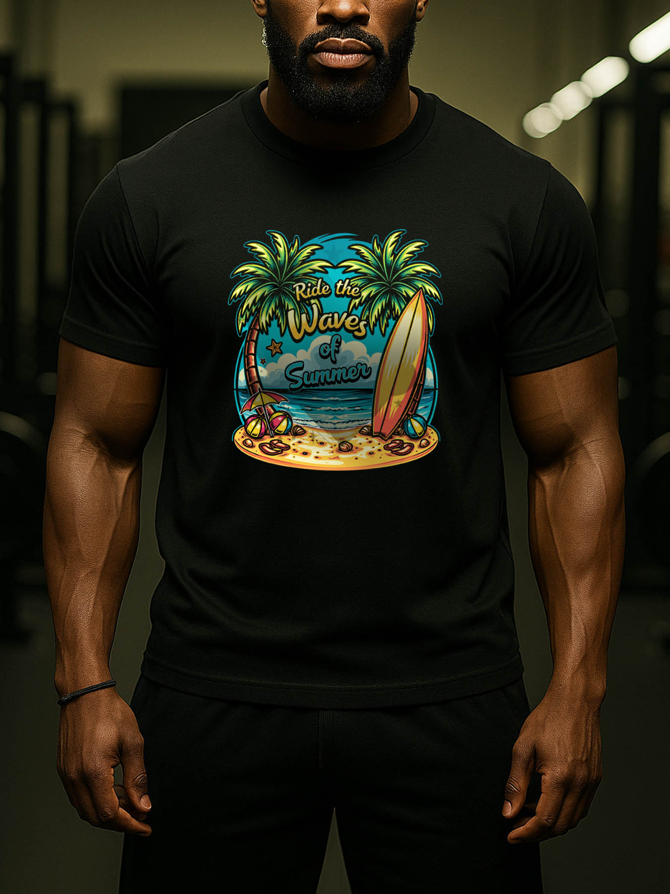 RTTMALL Caribbean Island Beach Printed Cotton Casual T-Shirts for Men