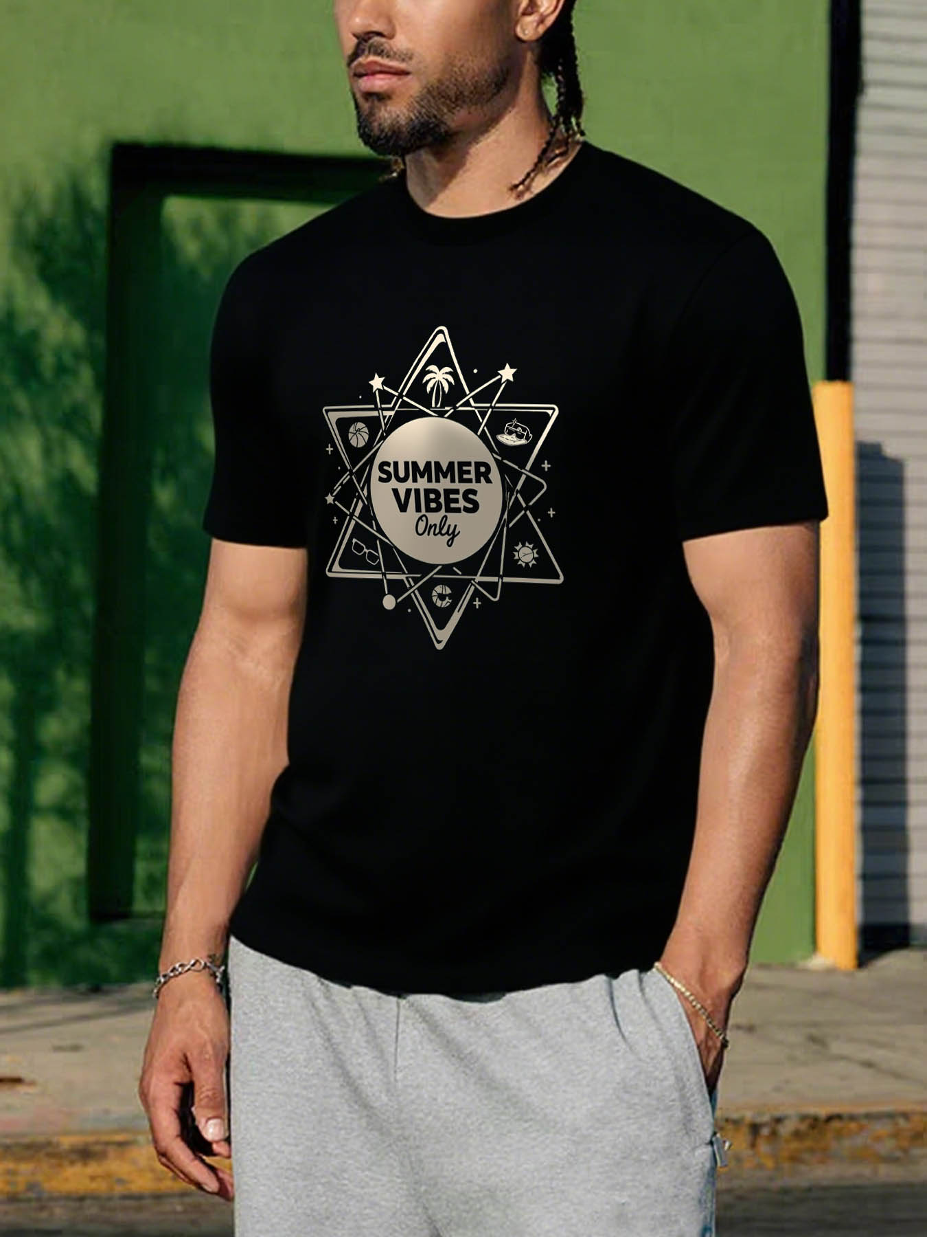 Men's 100% Cotton RTTMALL T-Shirts, Lightweight Casual Beach Island Printed Tees for Caribbean Summer Travel