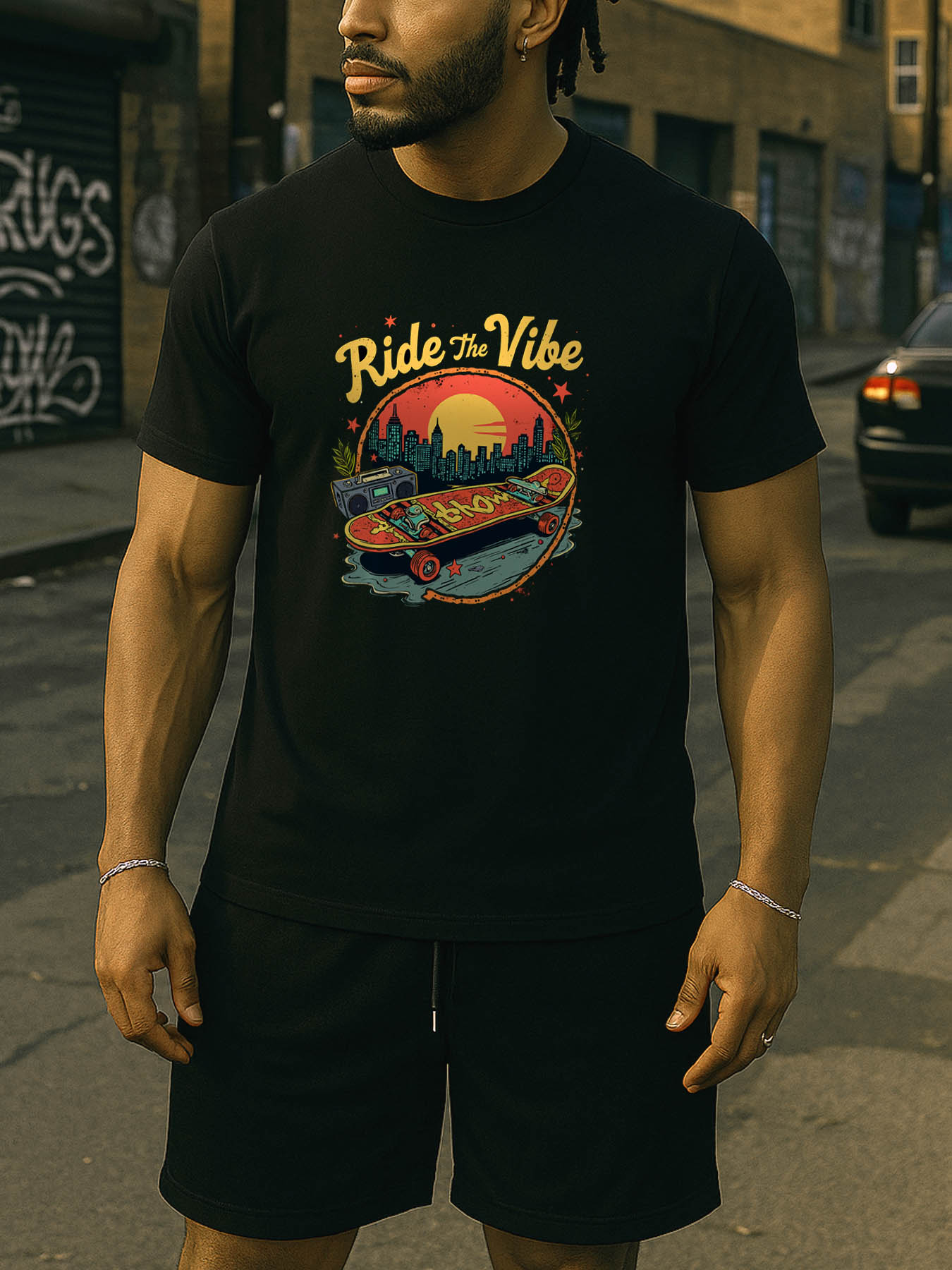 RTTMALL Caribbean Island Beach Graphic Printed Casual Cotton Summer T-Shirts for Men