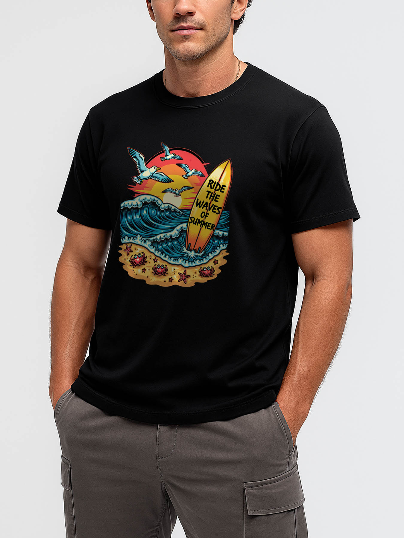 Men's 100% Cotton RTTMALL Caribbean Island Beach Casual Printed T-Shirts