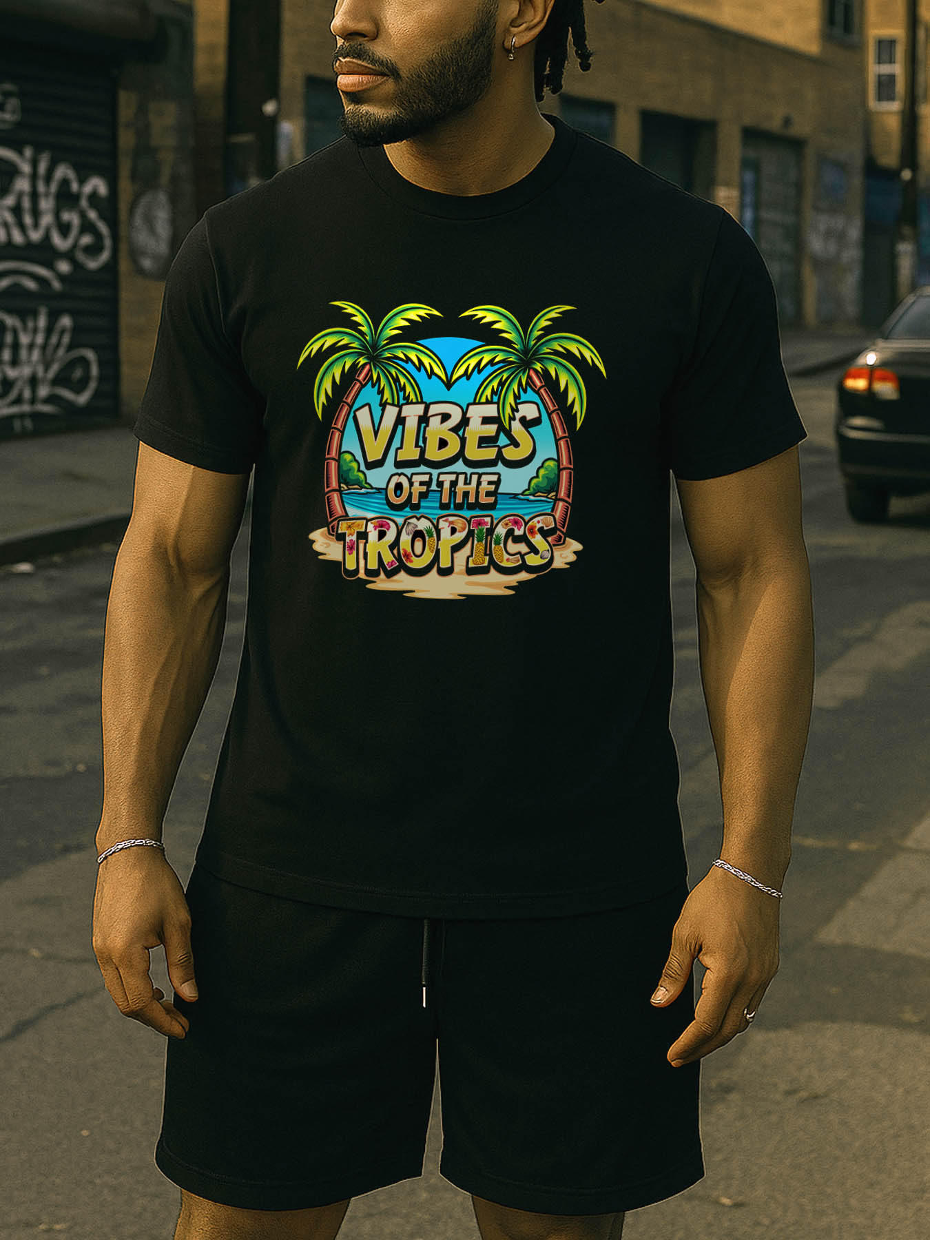 Men's 100% Cotton RTTMALL Printed T-Shirt, Casual Breathable Beach Summer Tees for Caribbean Island Getaways