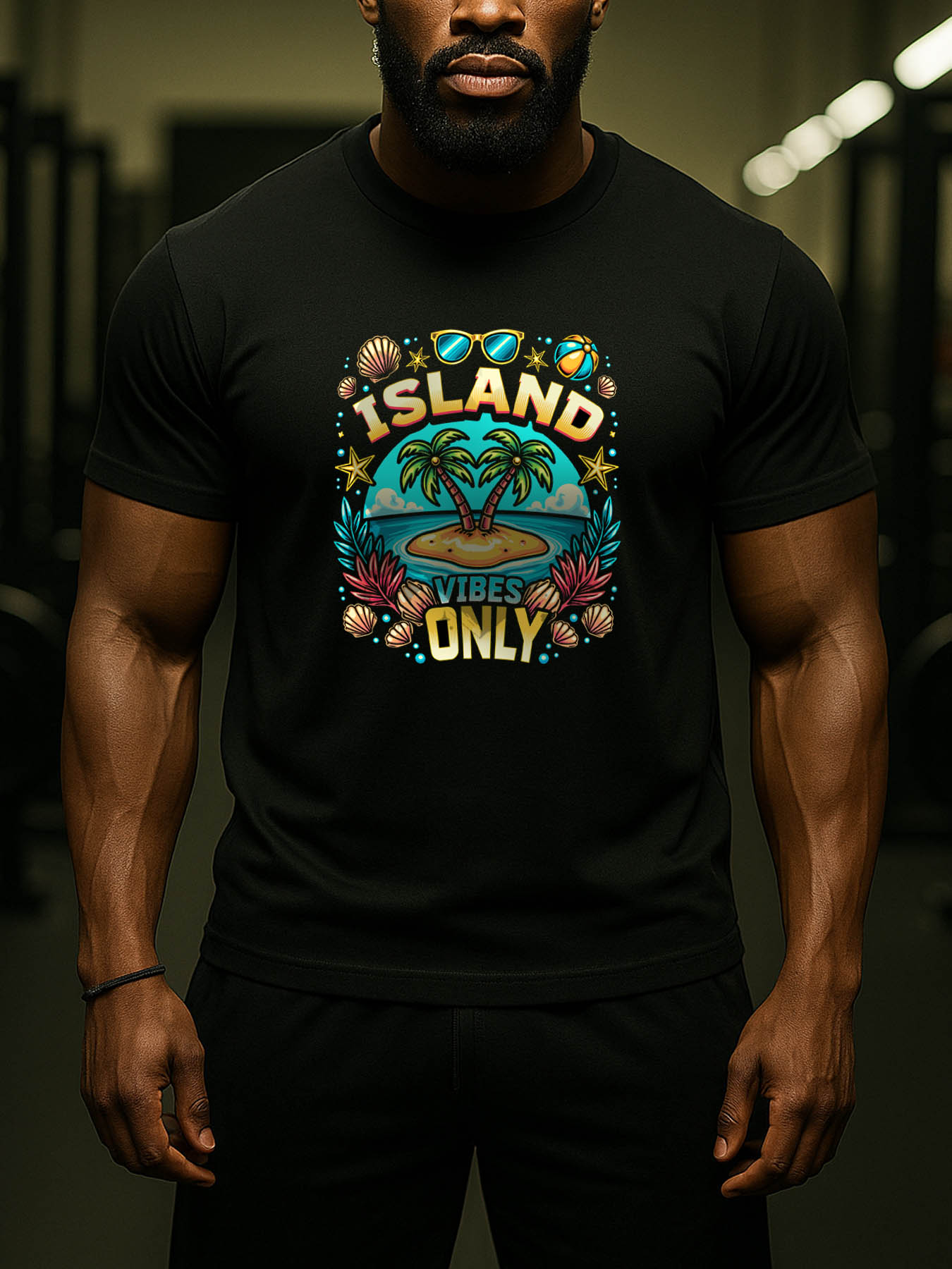 RTTMALL Caribbean Beach Printed Cotton Casual Quick-Dry Men's T-Shirts