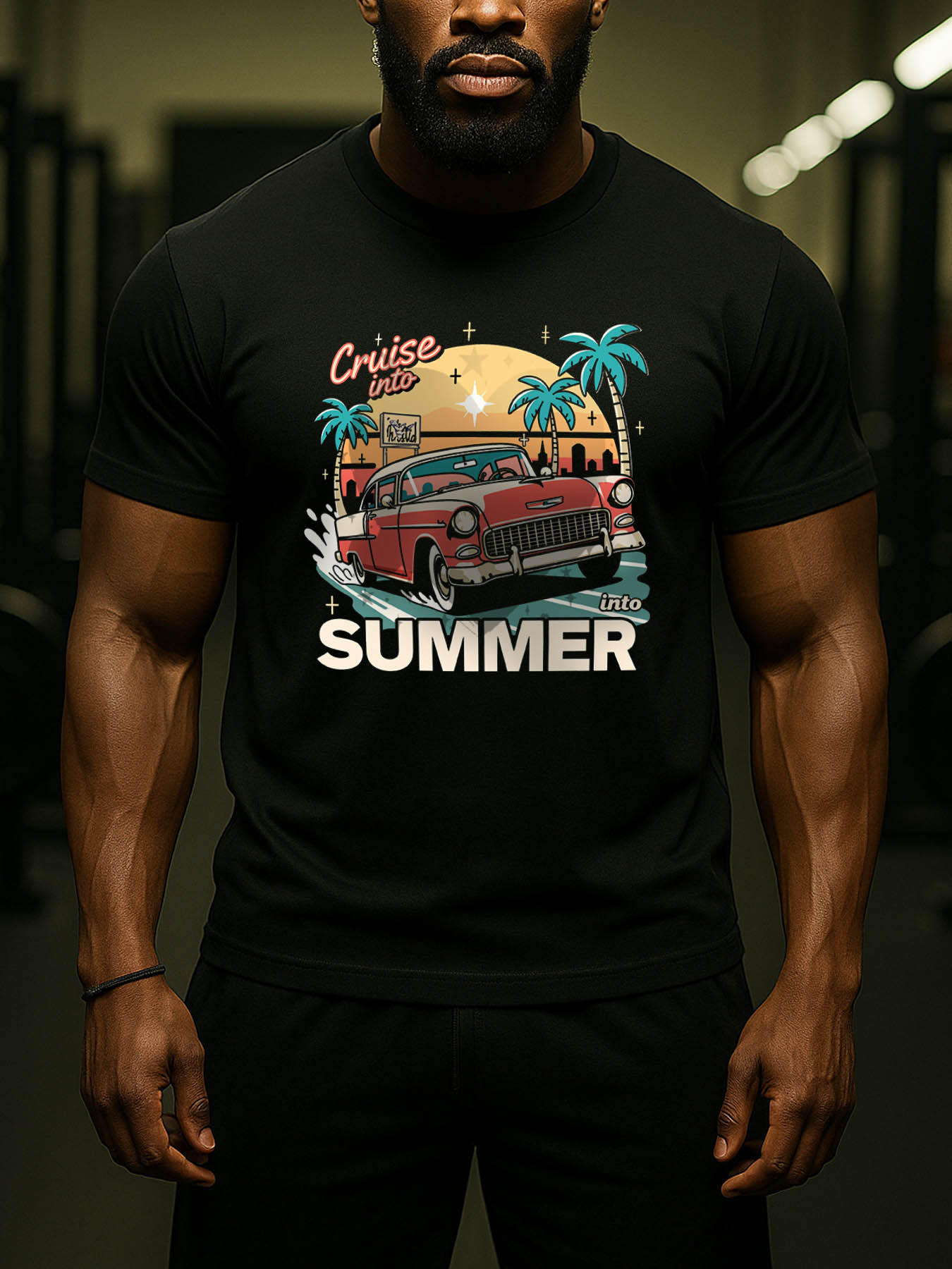 RTTMALL Caribbean Island Beach Casual Printed Cotton Men's Summer T-Shirt