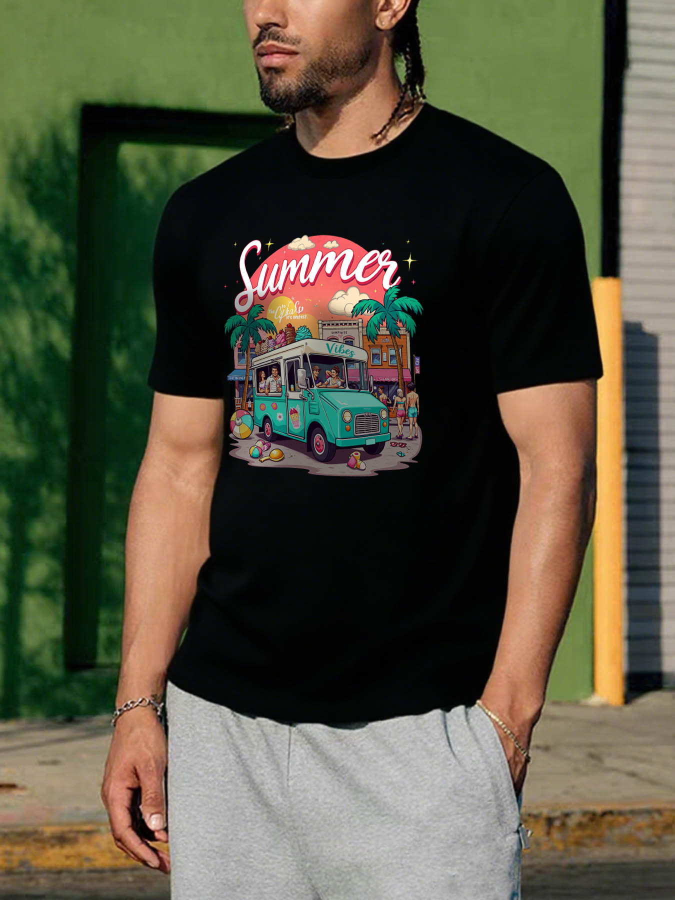 Caribbean RTTMALL Beach Printed T-Shirts for Men Casual Summer Island Vacation Casual Tee Tops