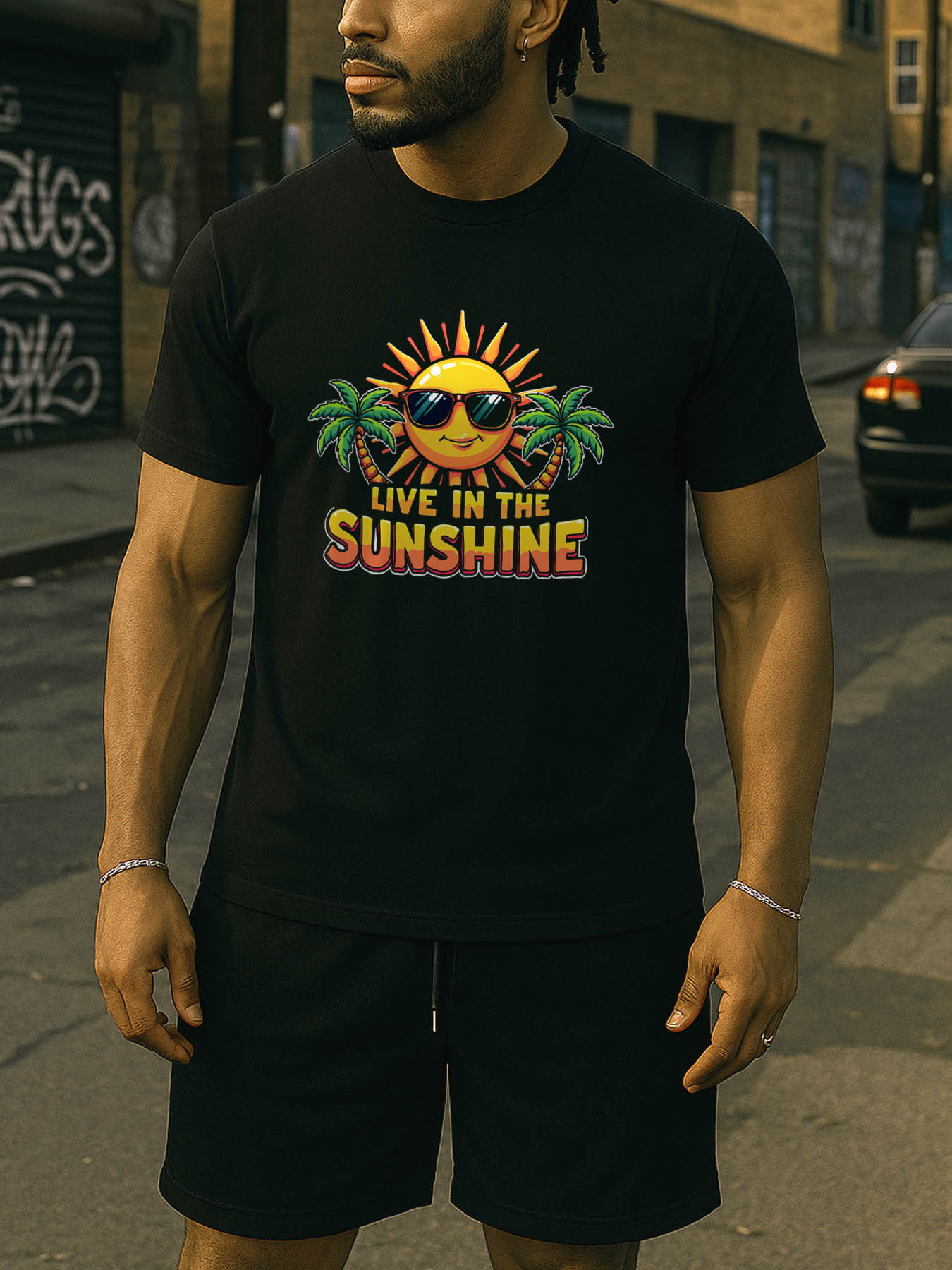 RTTMALL Men's Caribbean Island Beach Printed Cotton T-Shirts, Casual Summer Breathable Machine Washable Tees