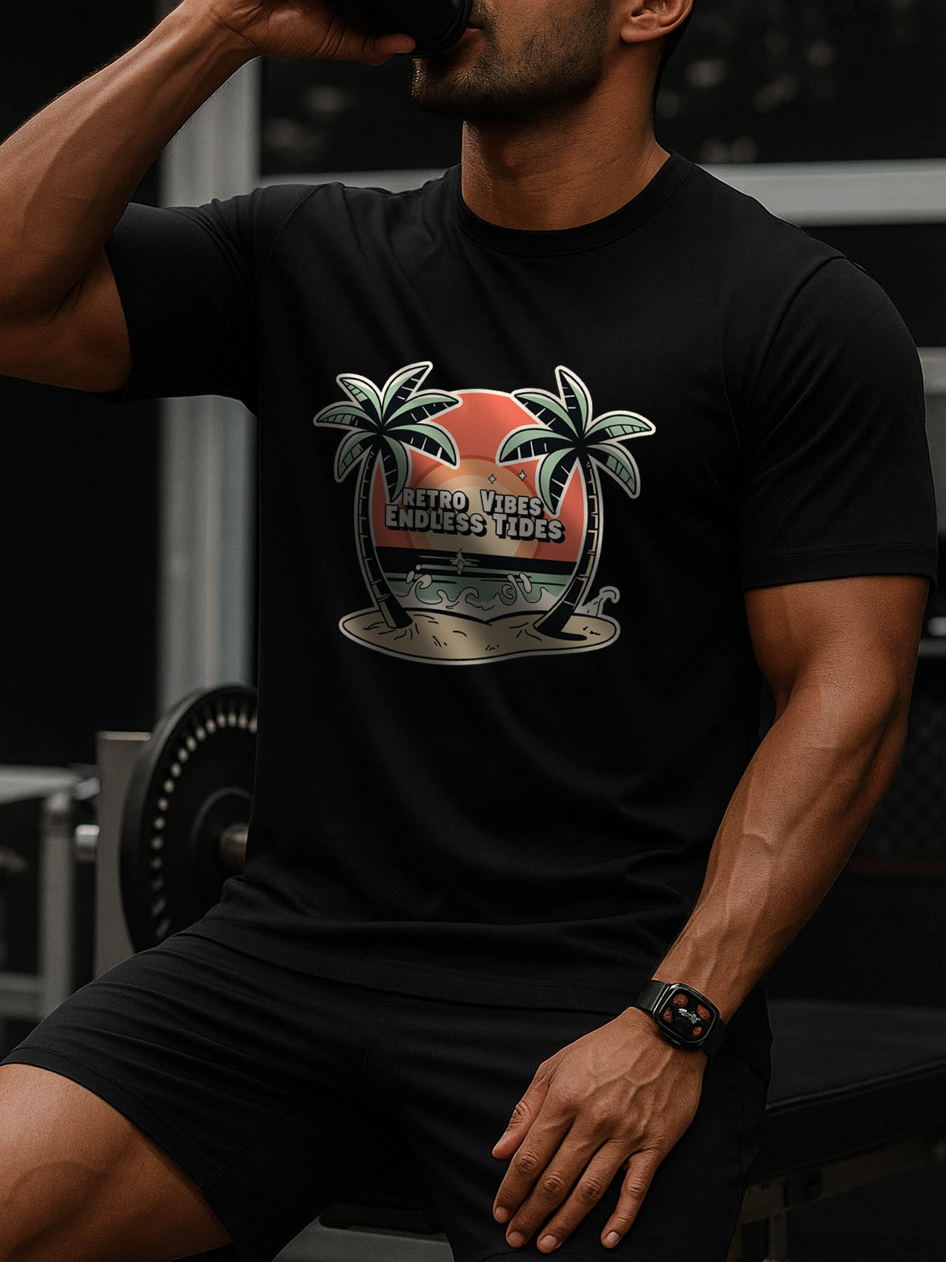 RTTMALL Beach Palm Tree Print Casual Cotton T-Shirt for Caribbean Central American Summer Island Holiday