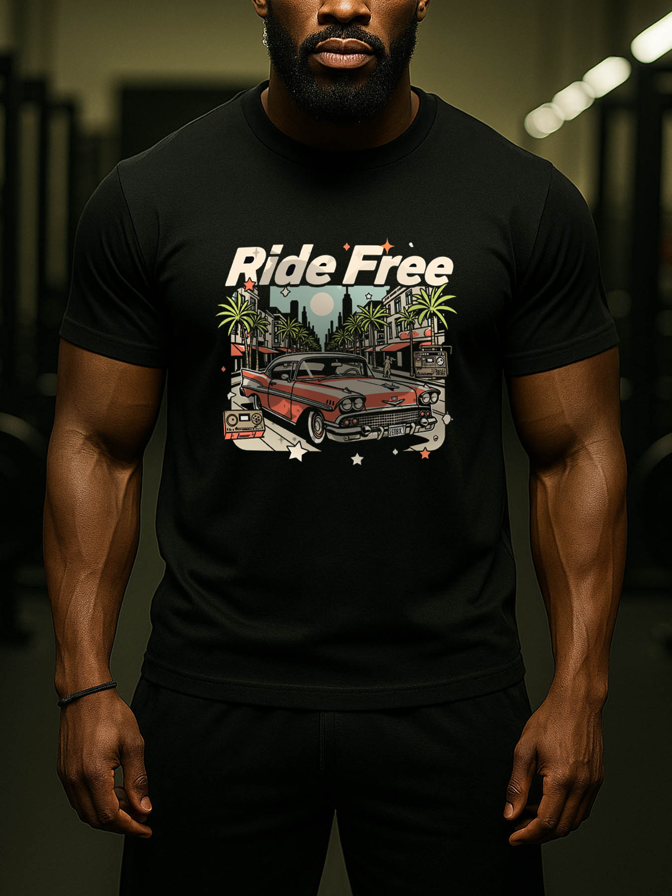 Men's RTTMALL Casual Printed Cotton T-Shirt Caribbean Beach Island Summer Tees