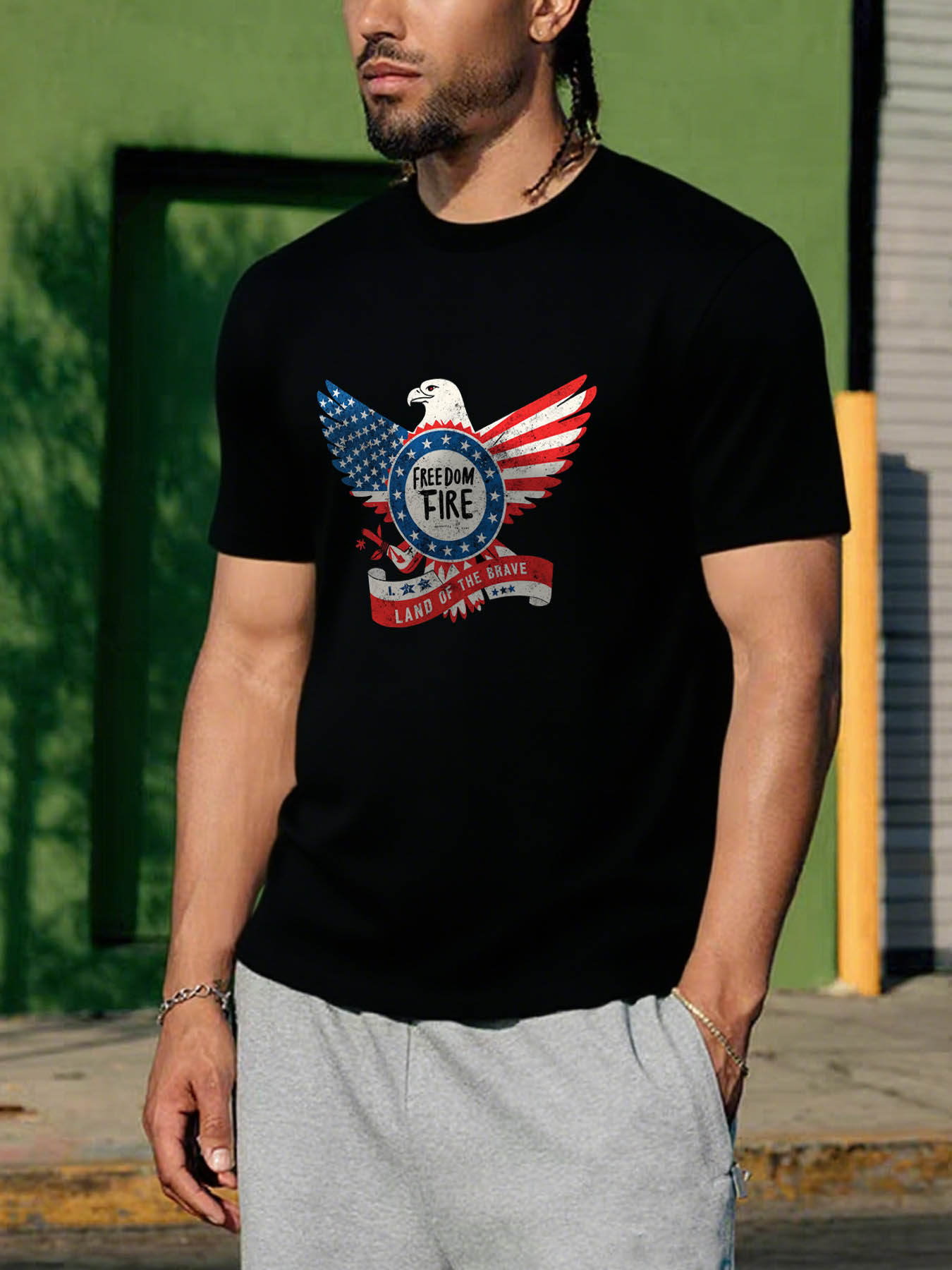 Men's RTTMALL Printed Cotton T-Shirts, Casual Beach Island Crewneck Tees for Caribbean Summer Vacation Comfortable Breathable Machine Washable Daily Wear