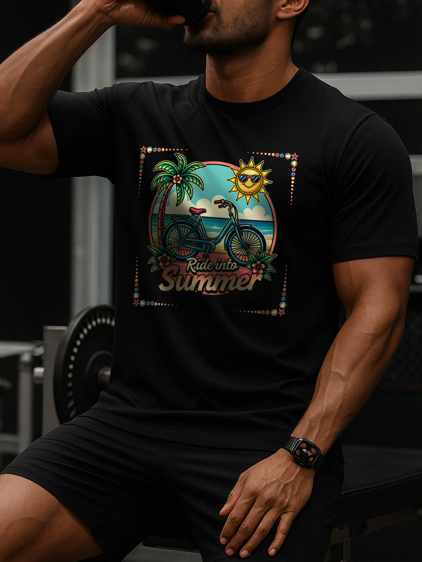 RTTMALL Caribbean Beach Printed Casual Cotton T-Shirts for Men, Breathable Durable Machine Washable Summer Tees for Island Beach Vacation