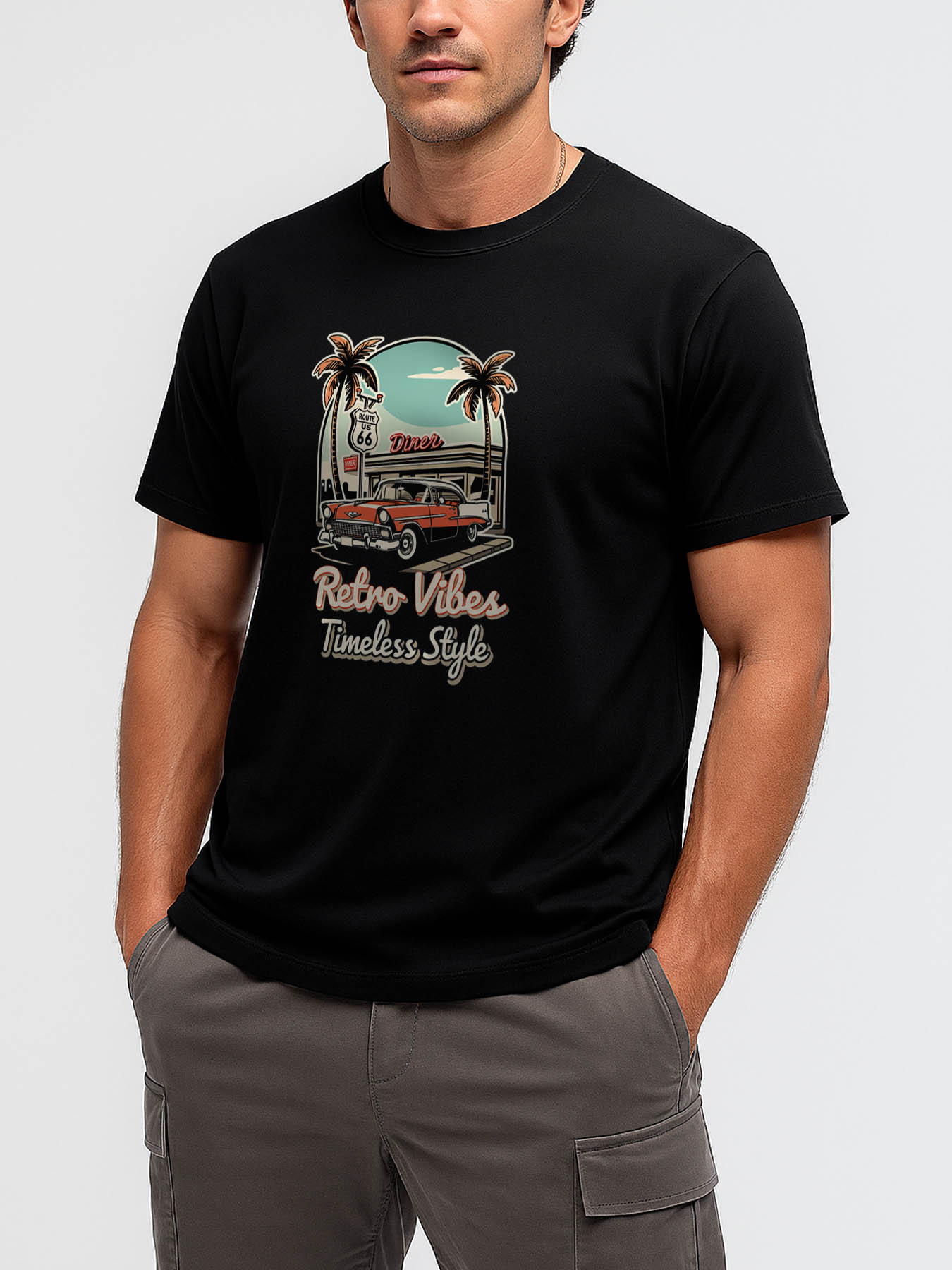 RTTMALL Caribbean Vacation Island Beach Printed Cotton Casual T-Shirts for Men, Machine Washable Vintage Letter Print Outdoor Golf Tees for Senior Guys