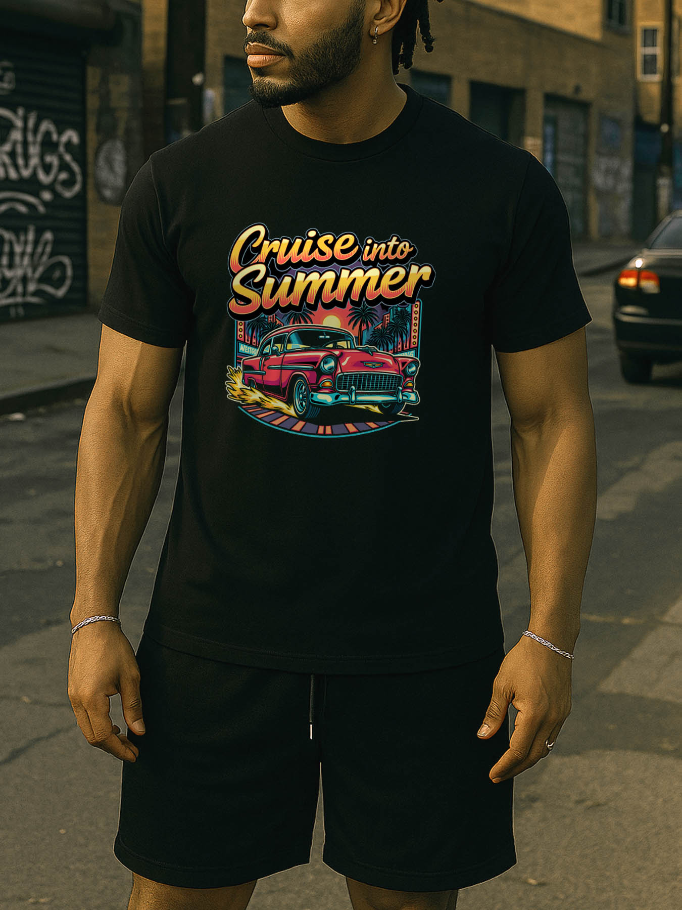 RTTMALL Caribbean Island Beach Printed Cotton Casual Summer T-Shirts for Men