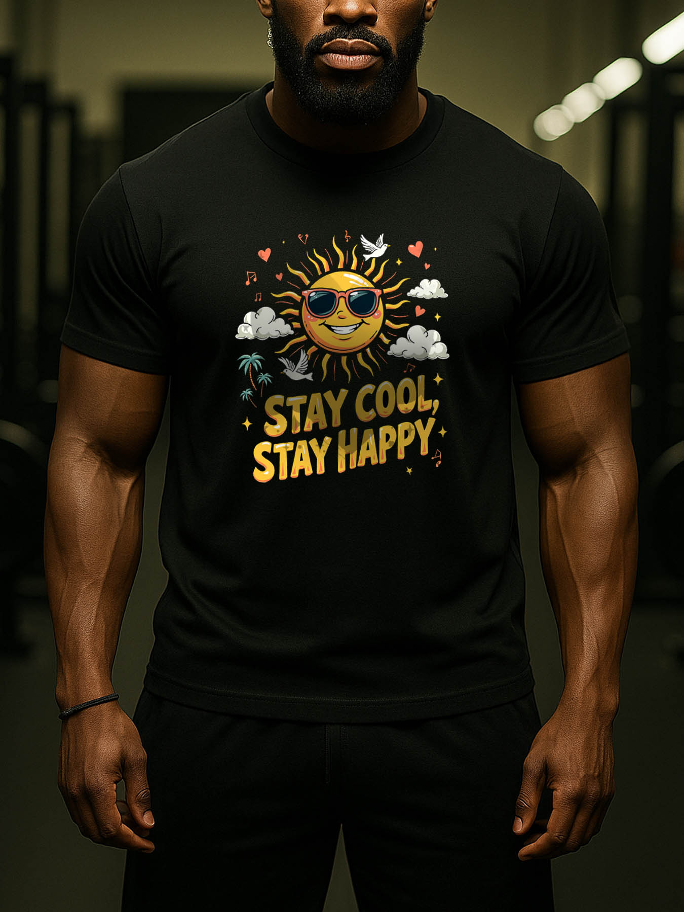 Men's 100% Cotton Machine Washable RTTMALL Printed T-Shirt for Caribbean Beach & Island Summer Casual Wear