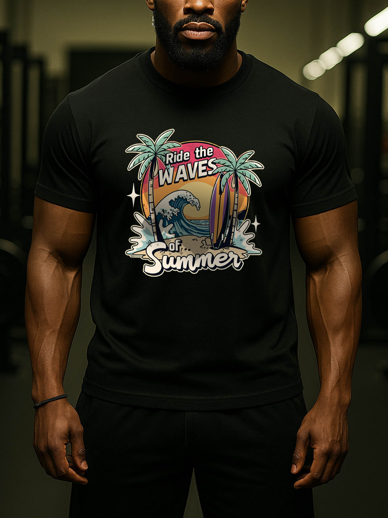 RTTMALL Caribbean Island Beach Printed Casual Cotton T-Shirts for Men Summer Vacation Wear