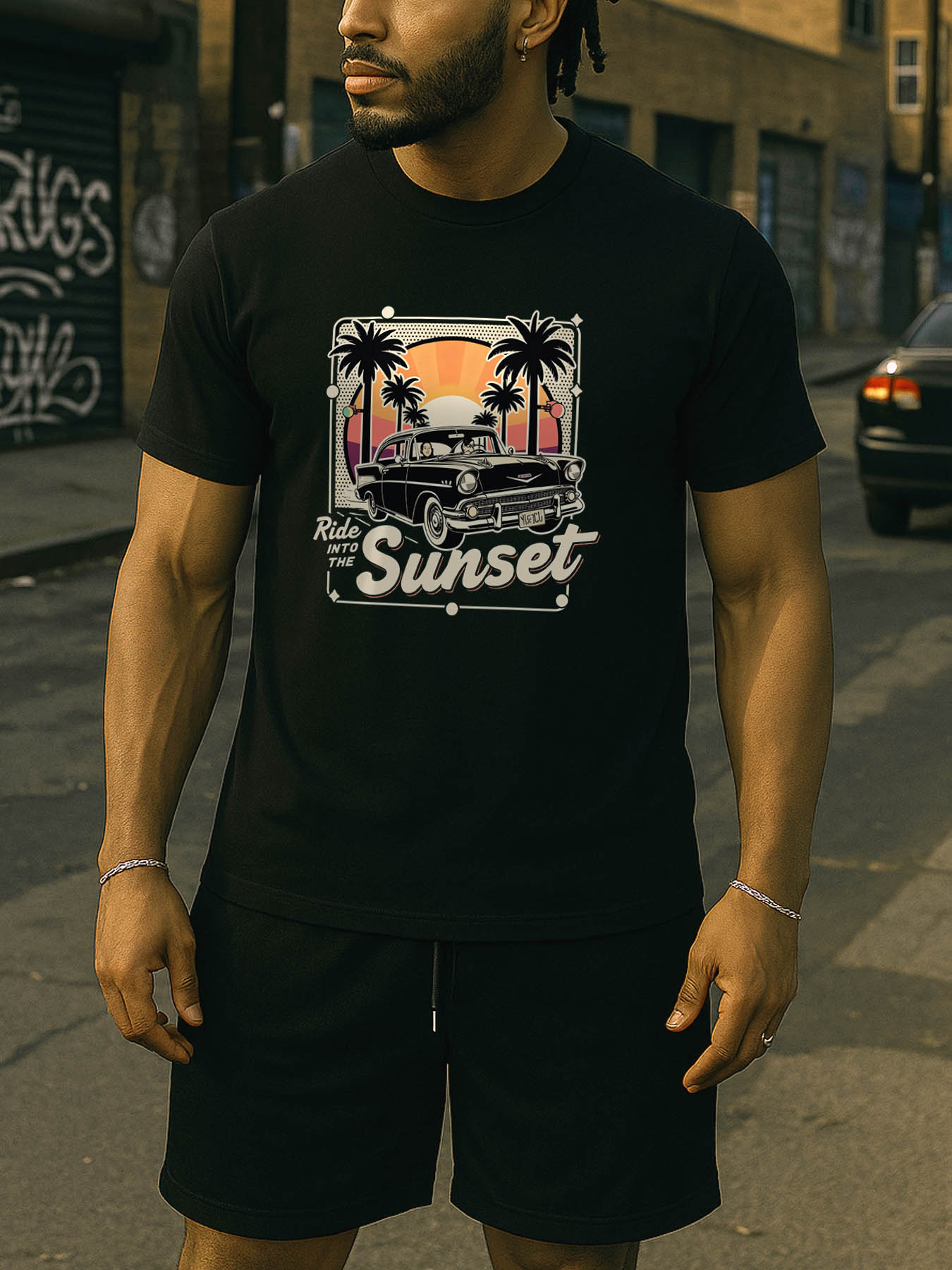 RTTMALL Caribbean Island Beach Print Casual Summer Cotton T-Shirts for Men