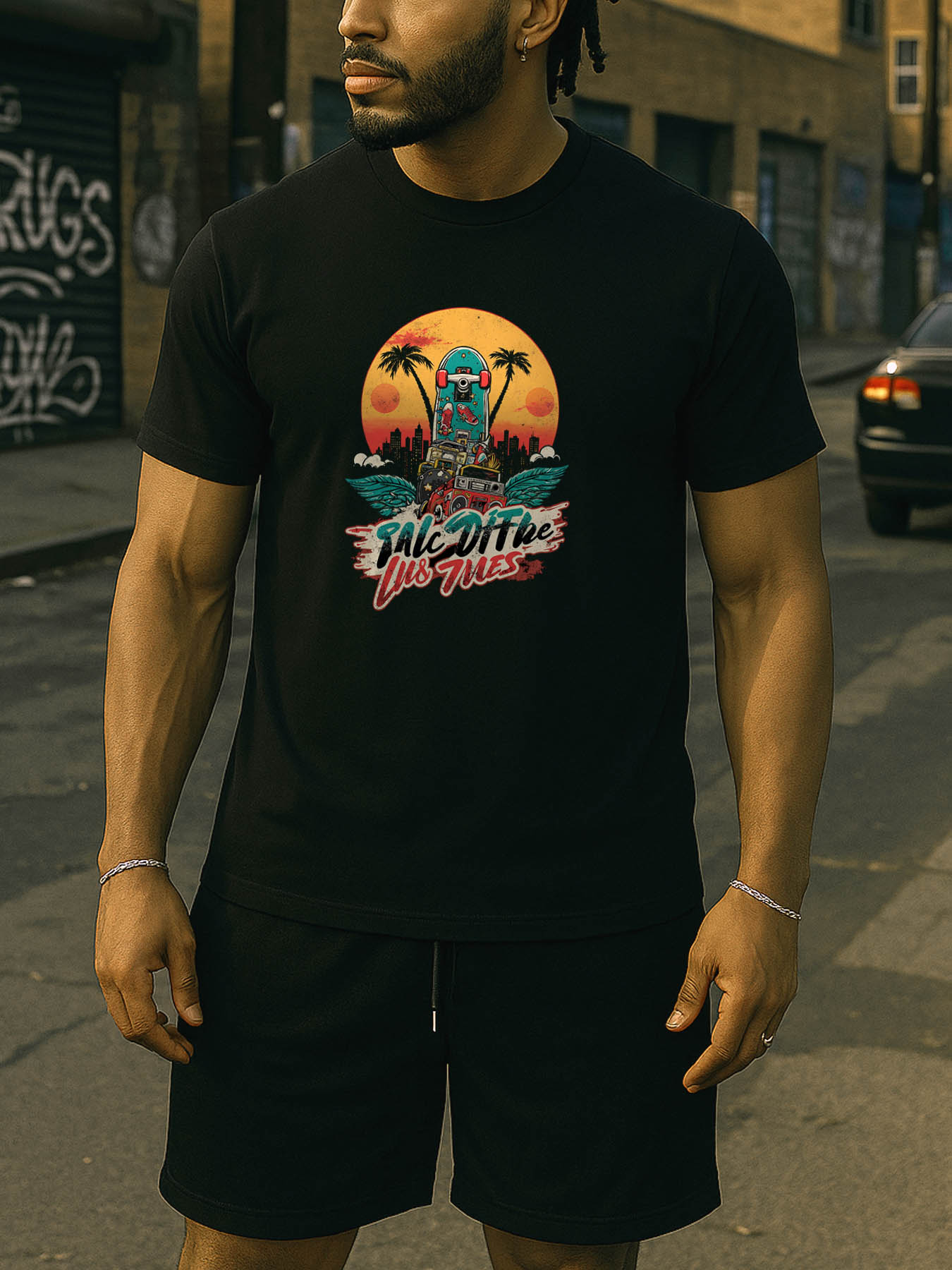 RTTMALL Caribbean Island Beach Print Men's 100% Cotton Casual Summer T-Shirt