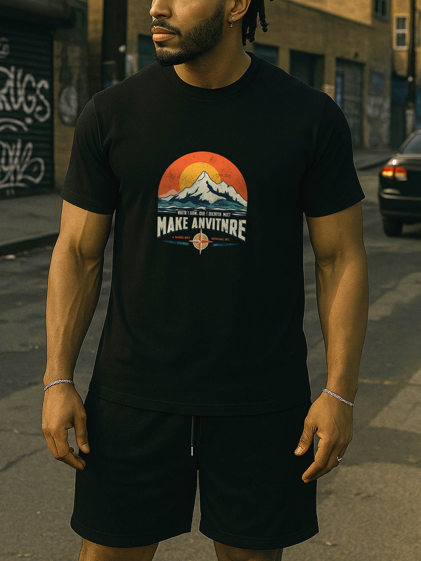 RTTMALL Caribbean Island Beach Casual Printed 100% Cotton Men's T-Shirt for Summer Outdoor Daily Wear