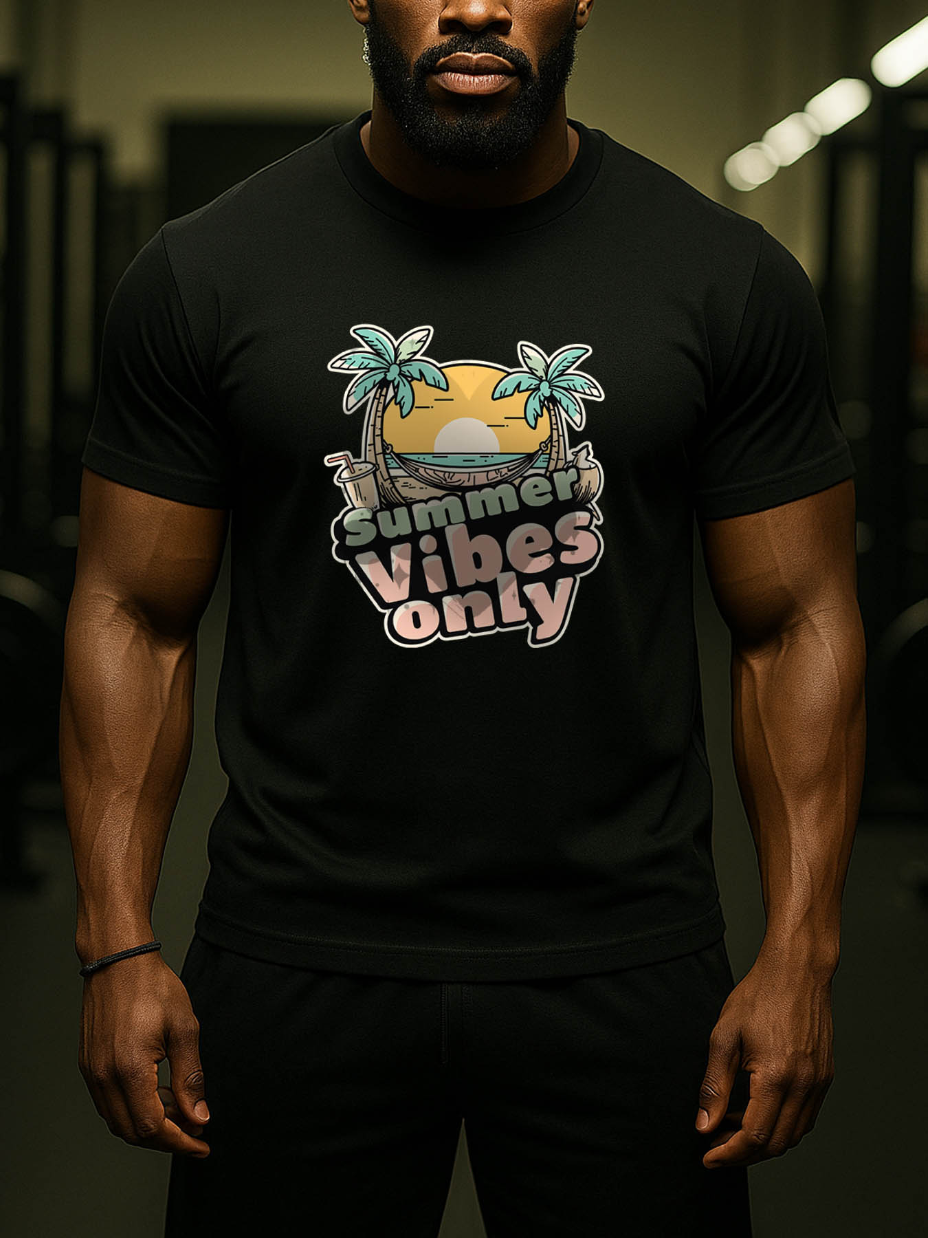 RTTMALL Caribbean Island Vacation Mens Cotton Printed T-Shirt Casual Summer Beach Wear