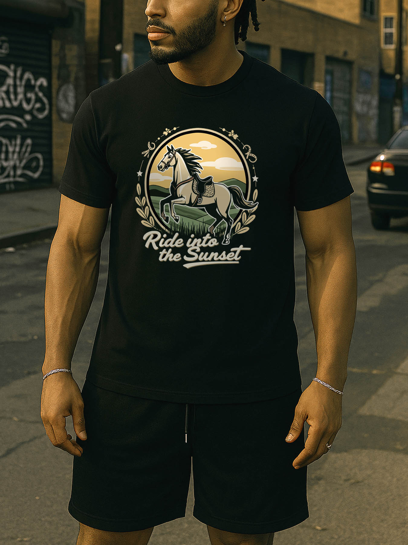 Men's RTTMALL Printed T-Shirt, 100% Cotton Soft Breathable Caribbean Beach Graphic Tees, Casual Summer Island Comfort Tops for Outdoor Vacation