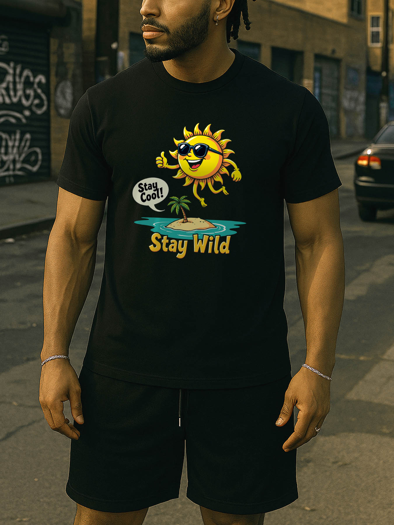 RTTMALL Men's Caribbean Island Beach Printed Casual Cotton T-Shirt for Summer Beach Vacation