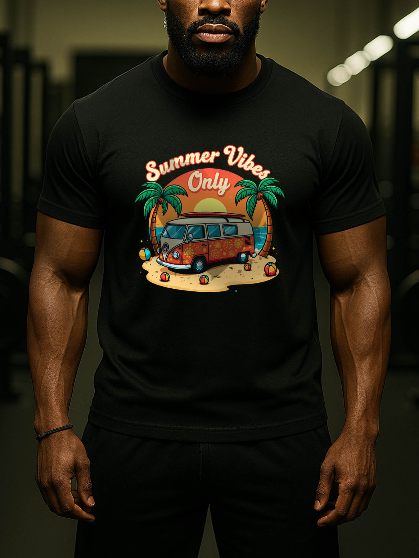 Men's RTTMALL Printed T-shirt, Caribbean Island Beach Summer Casual Cotton Crew Neck Tee