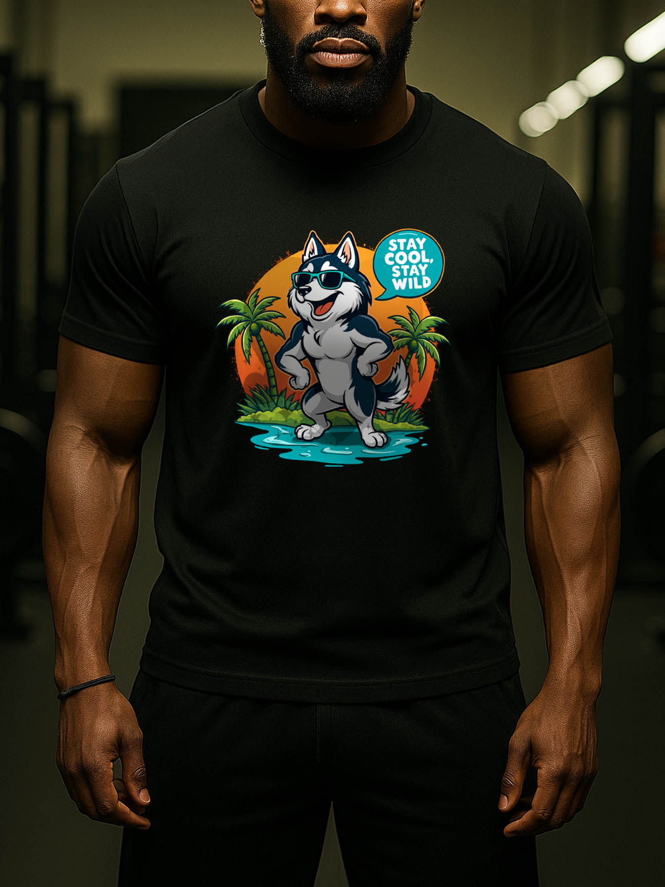 RTTMALL Caribbean Island Beach Casual Printed Cotton T-Shirt for Men, Red & White Palm Tree Graphic Tee