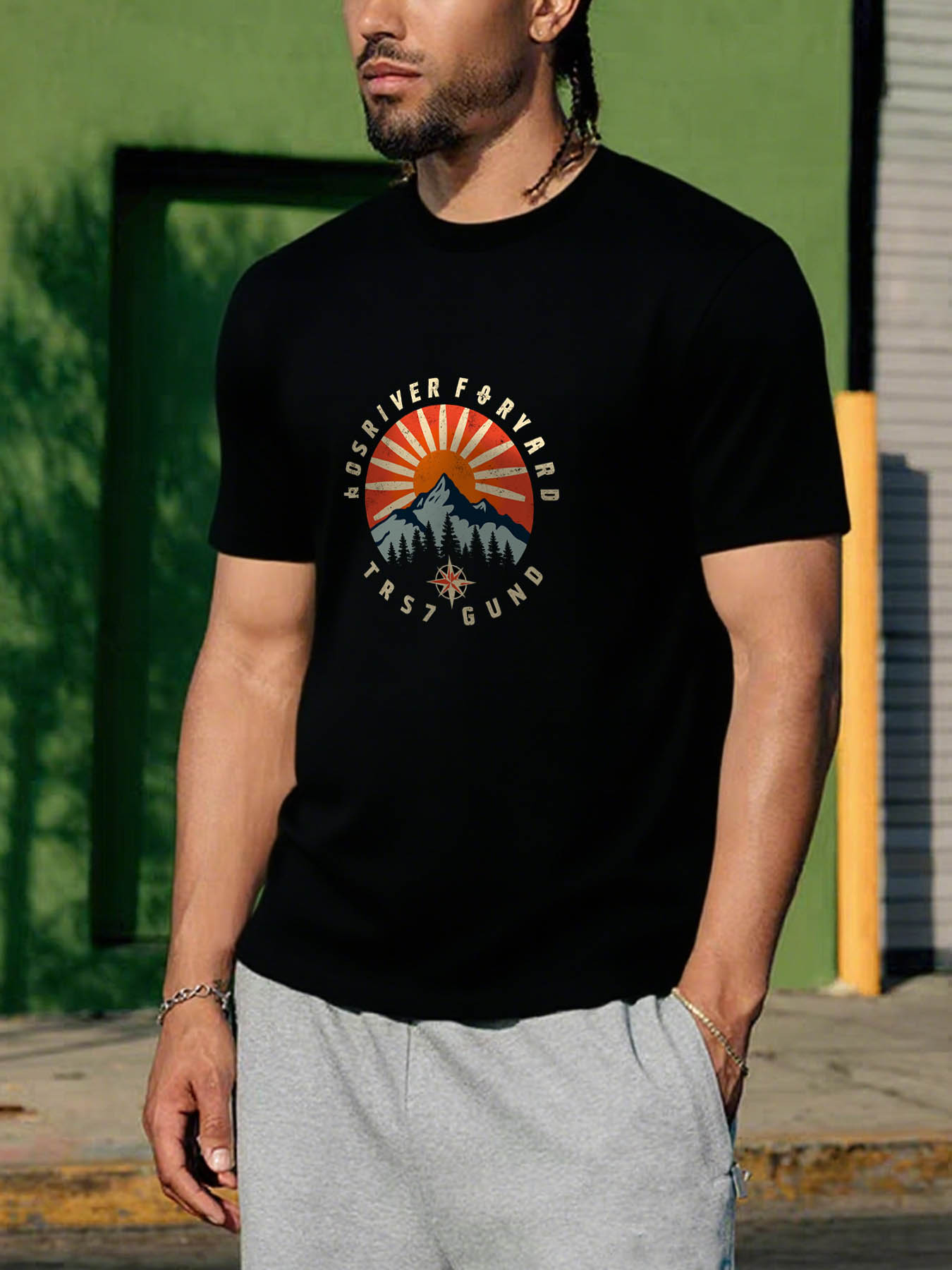 Men's 100% Cotton RTTMALL Printed T-Shirt, Caribbean Beach Island Summer Casual Graphic Tees
