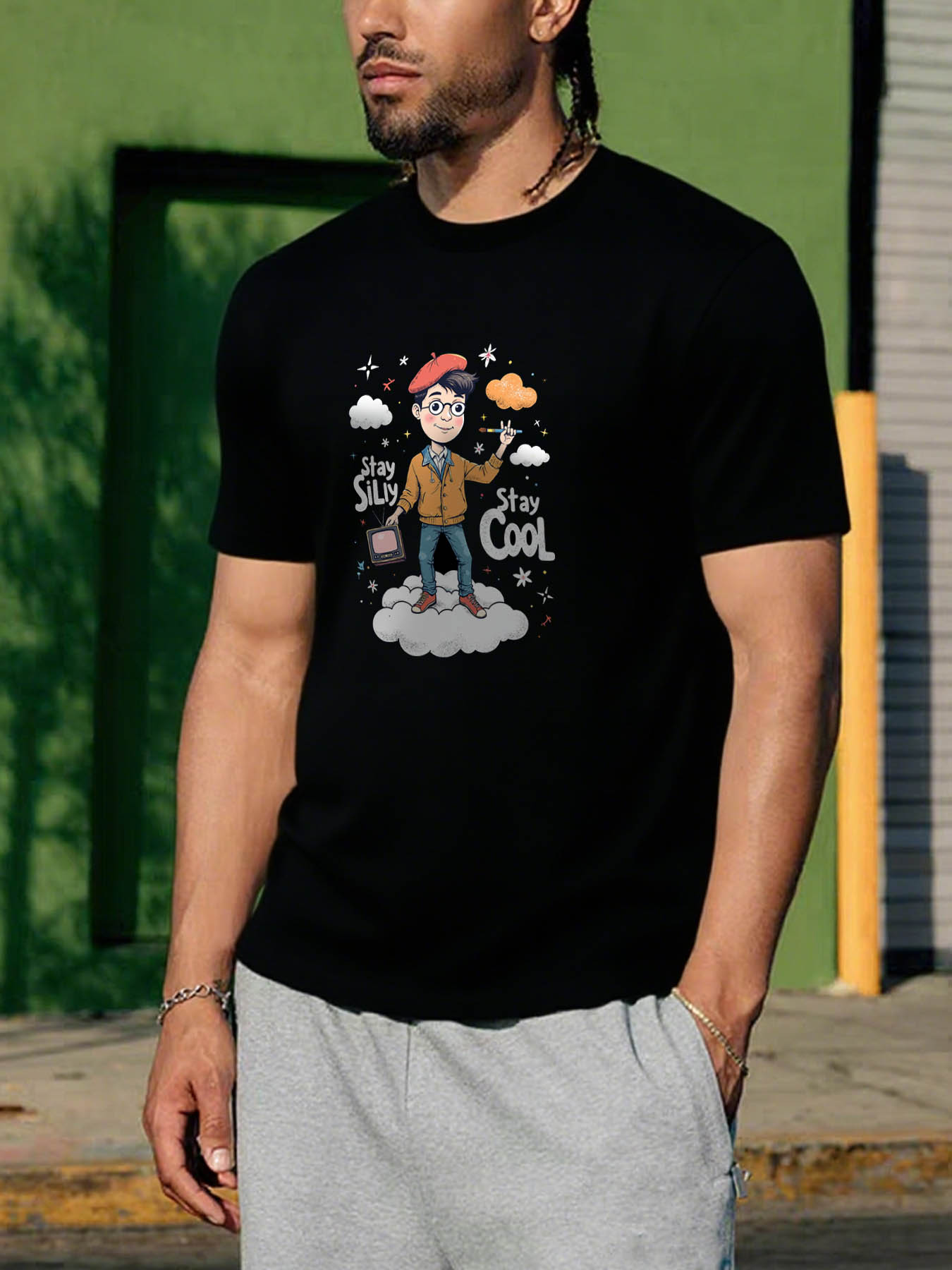 RTTMALL Caribbean Beach Island Printed Casual Cotton T-Shirts for Men, Summer Vacation Graphic Tees