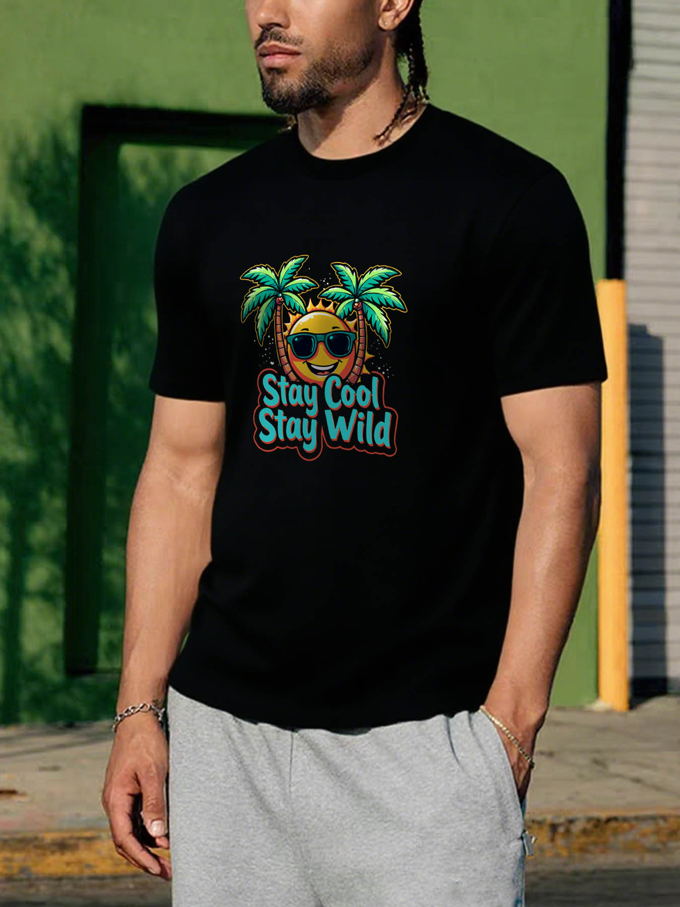 Men's RTTMALL Printed T-Shirts, 100% Cotton Casual Beach Tees with Caribbean Island Graphic Prints for Summer Vacation